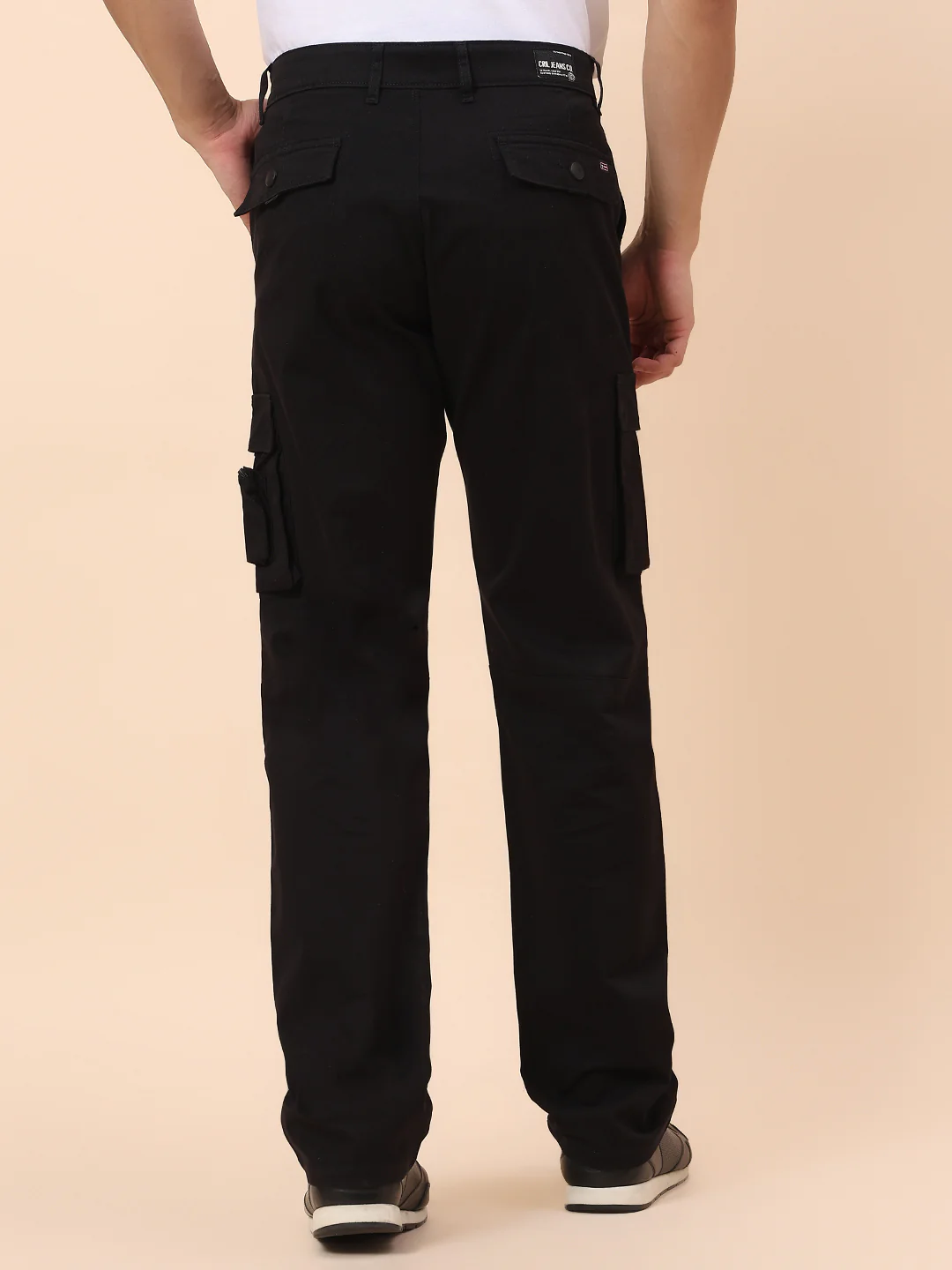 Cargo for Men | Breathable & Soft with Color Fastness Straight Fit Cotton Blend Fabric Solid Pattern Button Closure - Image 6