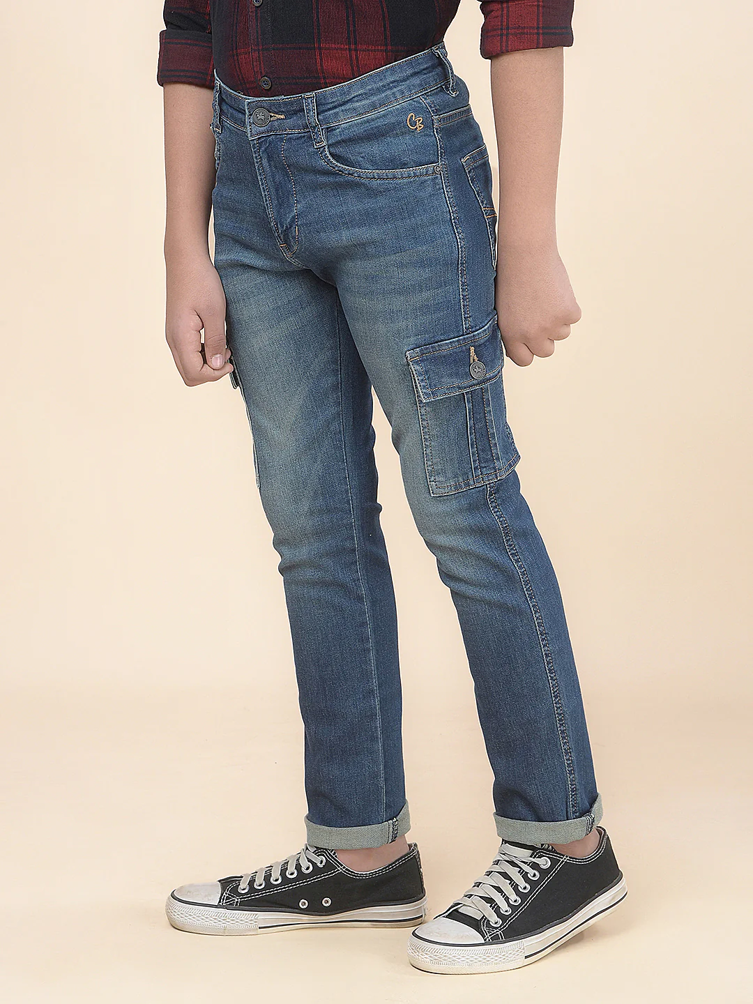 Casual Cargo for Boys l Breathable & Soft with Color Fastness Regular Fit Cotton Fabric Button Closure Solid Pattern - Image 5