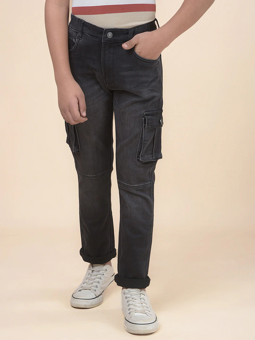 Casual Cargo for Boys l Breathable & Soft with Color Fastness Regular Fit Cotton Fabric Button Closure Solid Pattern - Image 5