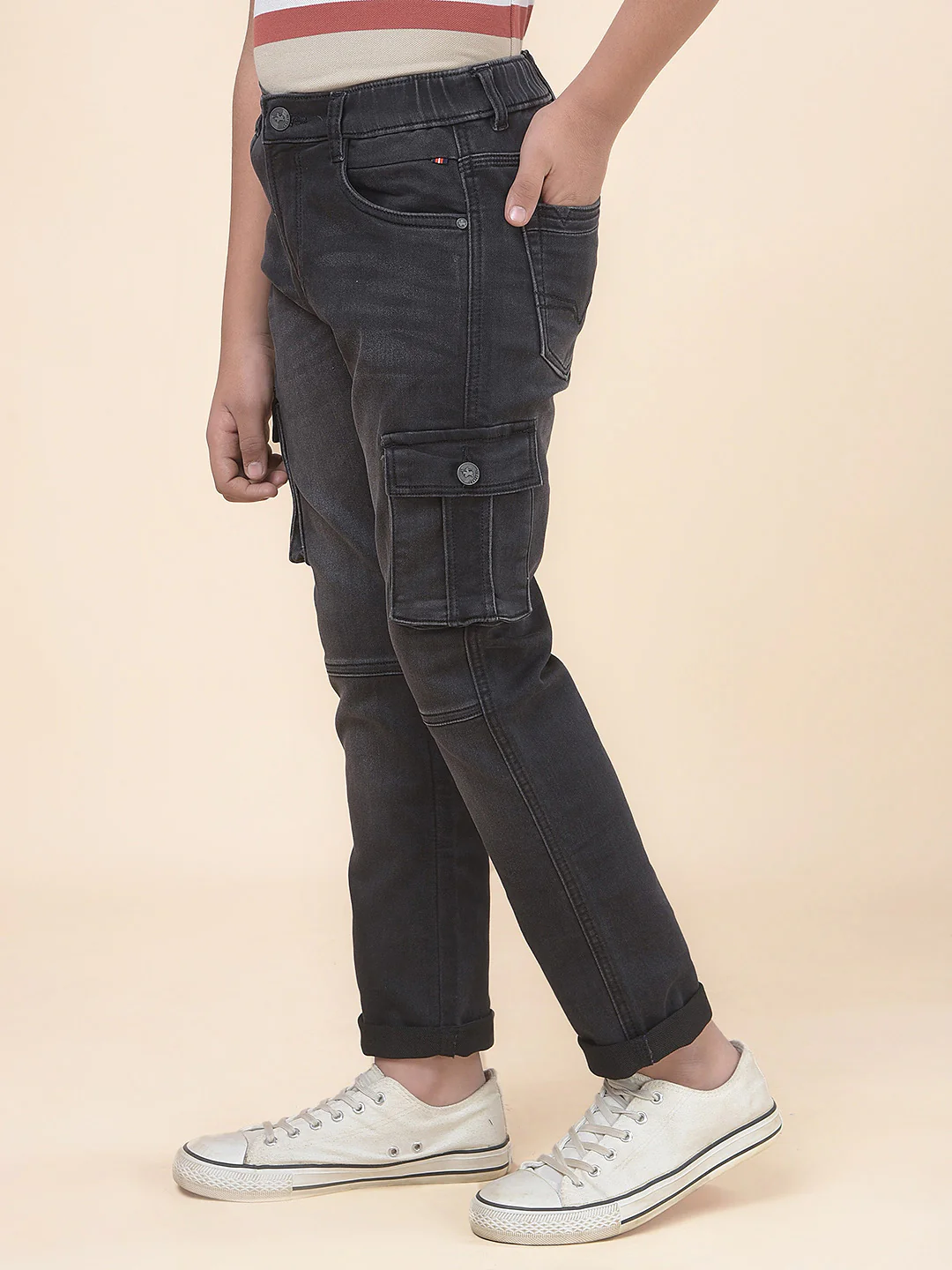 Casual Cargo for Boys l Breathable & Soft with Color Fastness Regular Fit Cotton Fabric Button Closure Solid Pattern - Image 6