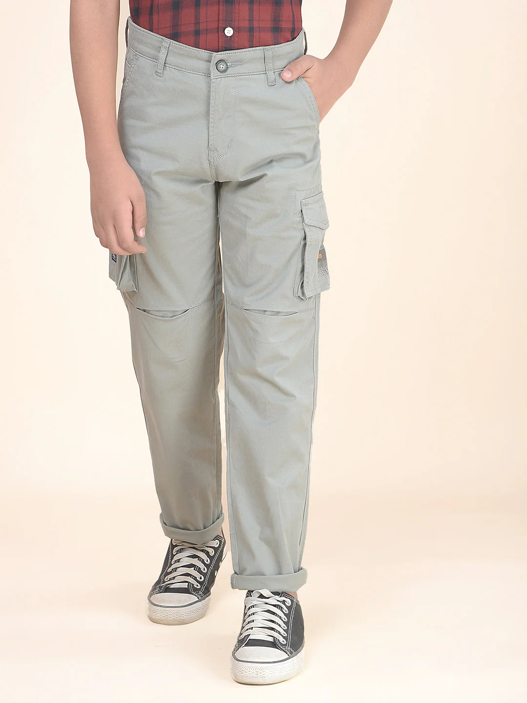 Casual Cargo for Boys l Breathable & Soft with Color Fastness Regular Fit Poly Cotton Fabric Button Closure Solid Pattern - Image 5
