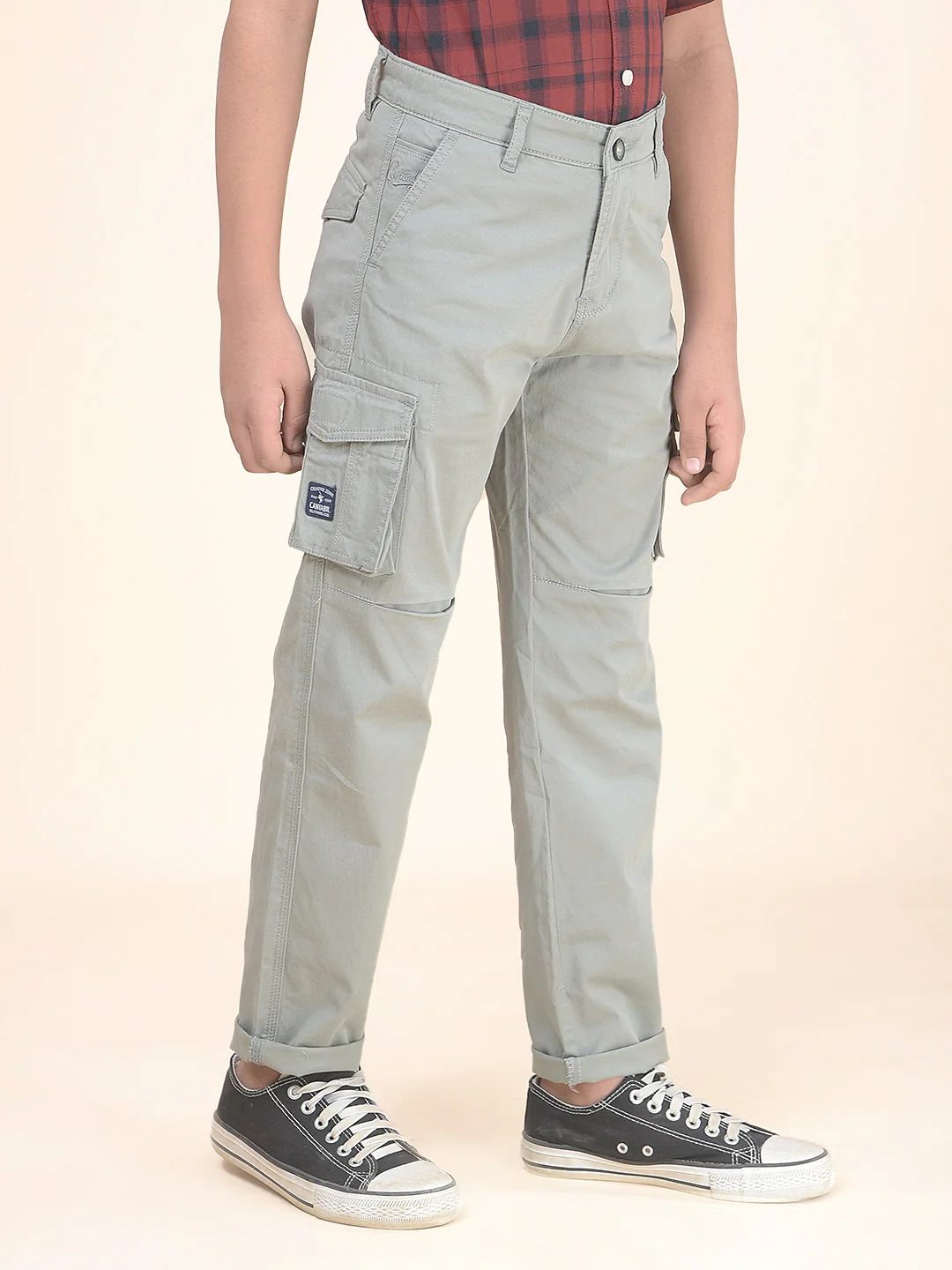 Casual Cargo for Boys l Breathable & Soft with Color Fastness Regular Fit Poly Cotton Fabric Button Closure Solid Pattern - Image 8