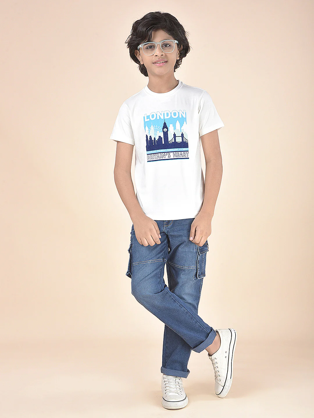 Casual Cargo for Boys l Breathable & Soft with Color Fastness Regular Fit Poly Cotton Fabric Button Closure Solid Pattern - Image 3