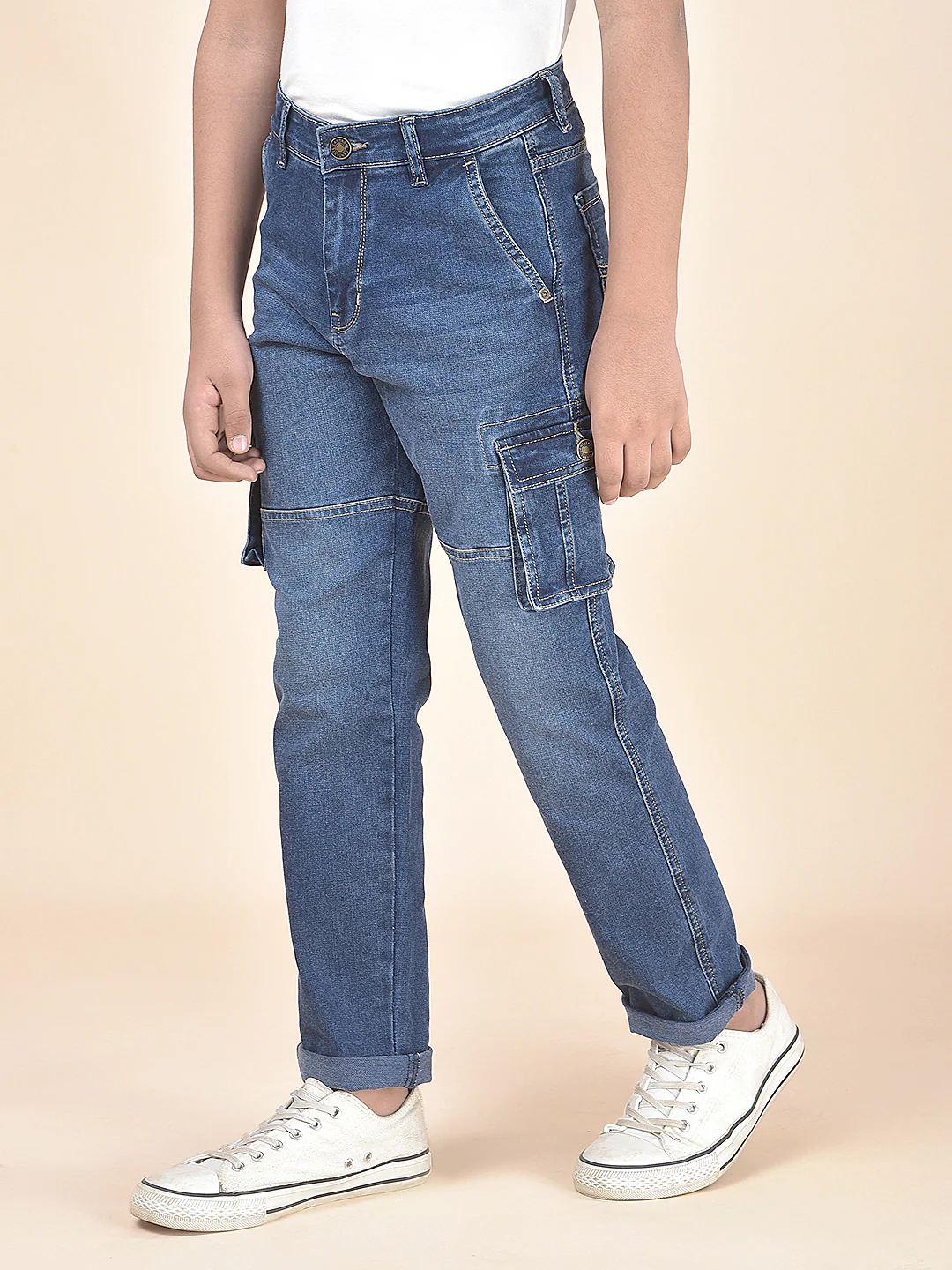 Casual Cargo for Boys l Breathable & Soft with Color Fastness Regular Fit Poly Cotton Fabric Button Closure Solid Pattern - Image 6