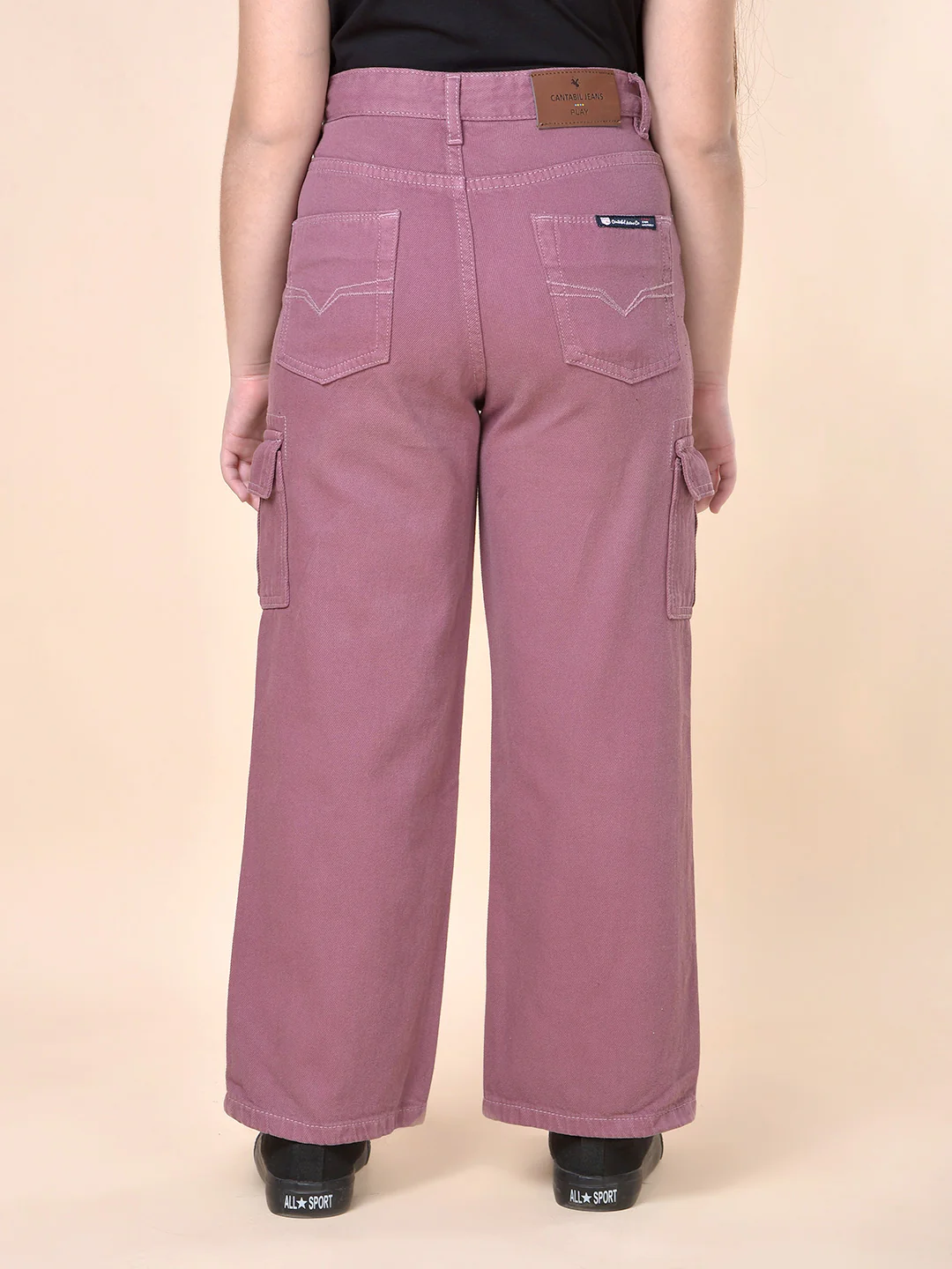 Casual Cargo for Girls | Breathable & Soft with Color Fastness Regular Fit Cotton Fabric Button Closure Solid Pattern - Image 3