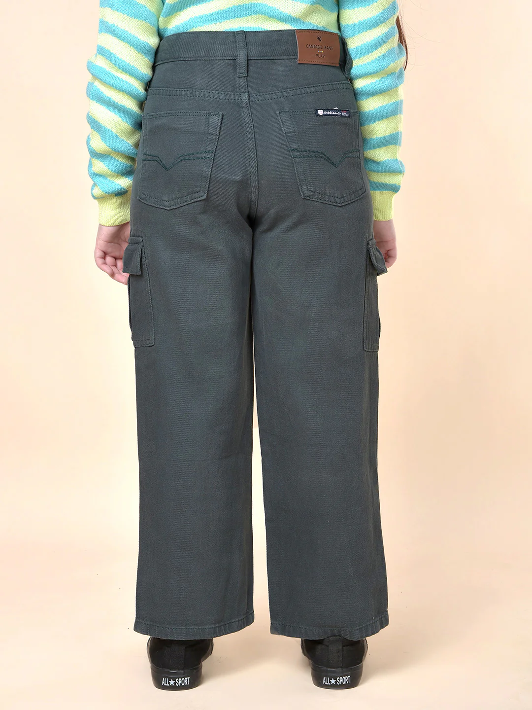 Casual Cargo for Girls | Breathable & Soft with Color Fastness Regular Fit Cotton Fabric Button Closure Solid Pattern - Image 4