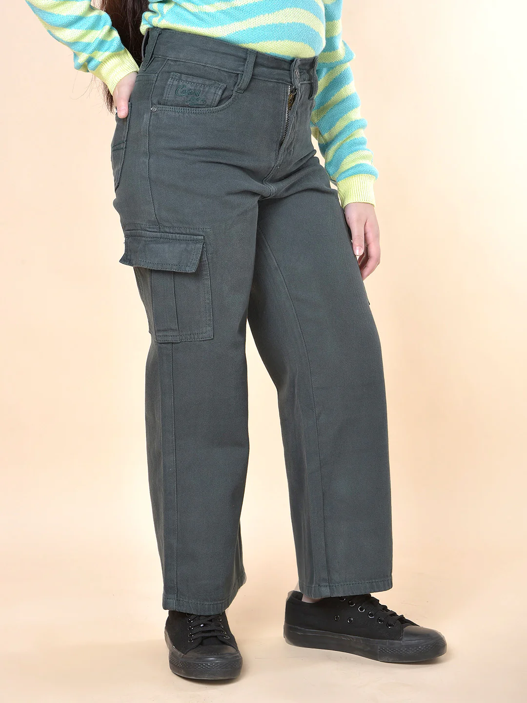 Casual Cargo for Girls | Breathable & Soft with Color Fastness Regular Fit Cotton Fabric Button Closure Solid Pattern - Image 7
