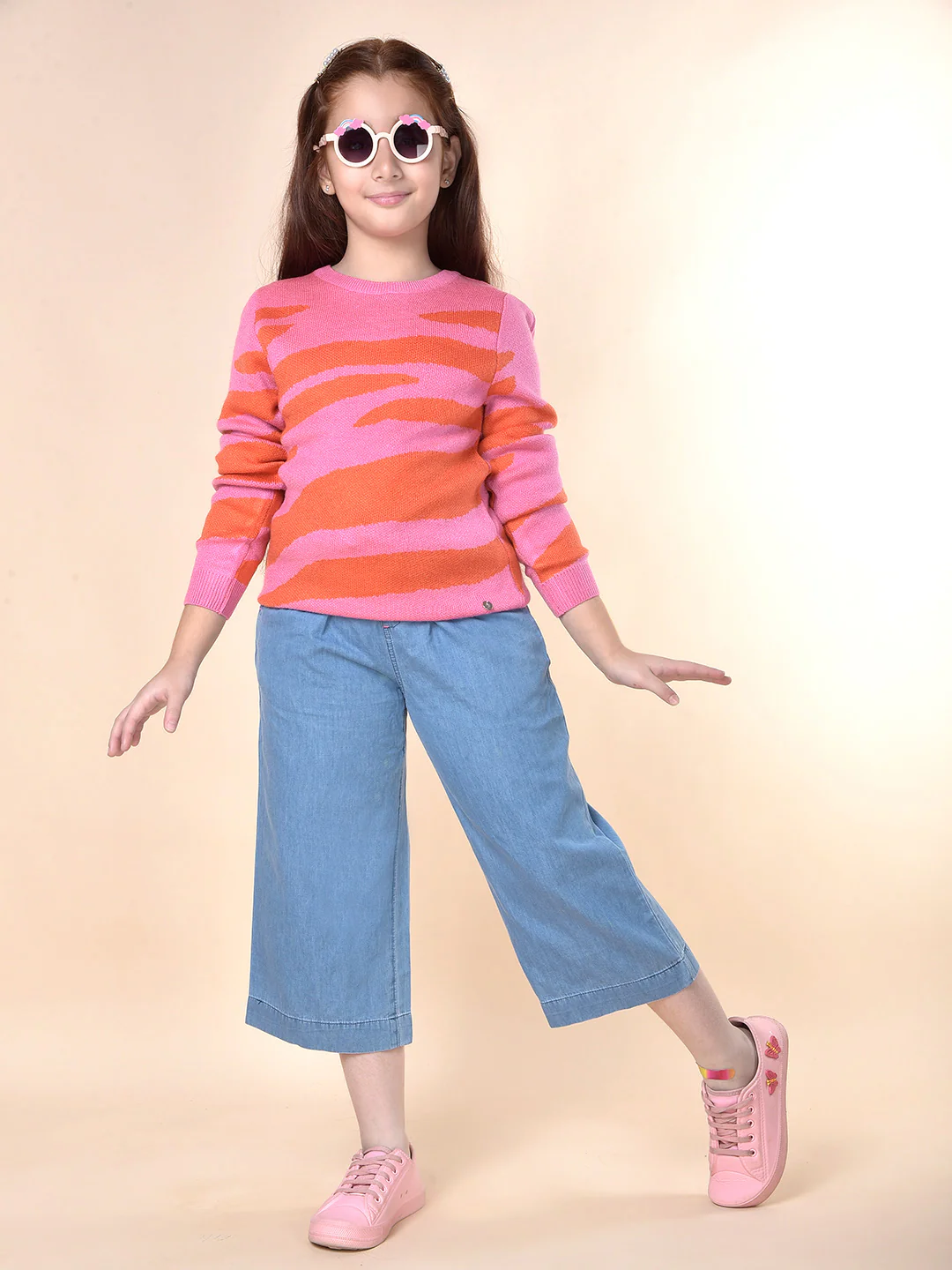 Casual Culottes for Girls | Breathable & Soft with Color Fastness Regular Fit Cotton Fabric Full Elasticated Closure Solid Pattern - Image 2