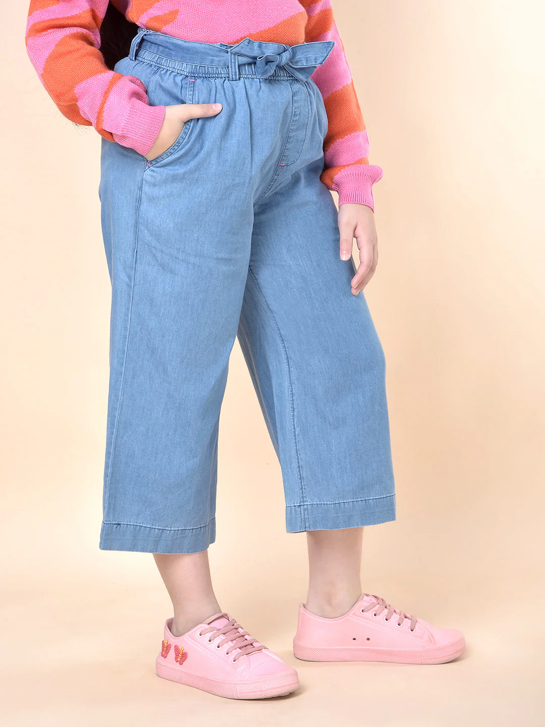 Casual Culottes for Girls | Breathable & Soft with Color Fastness Regular Fit Cotton Fabric Full Elasticated Closure Solid Pattern - Image 4