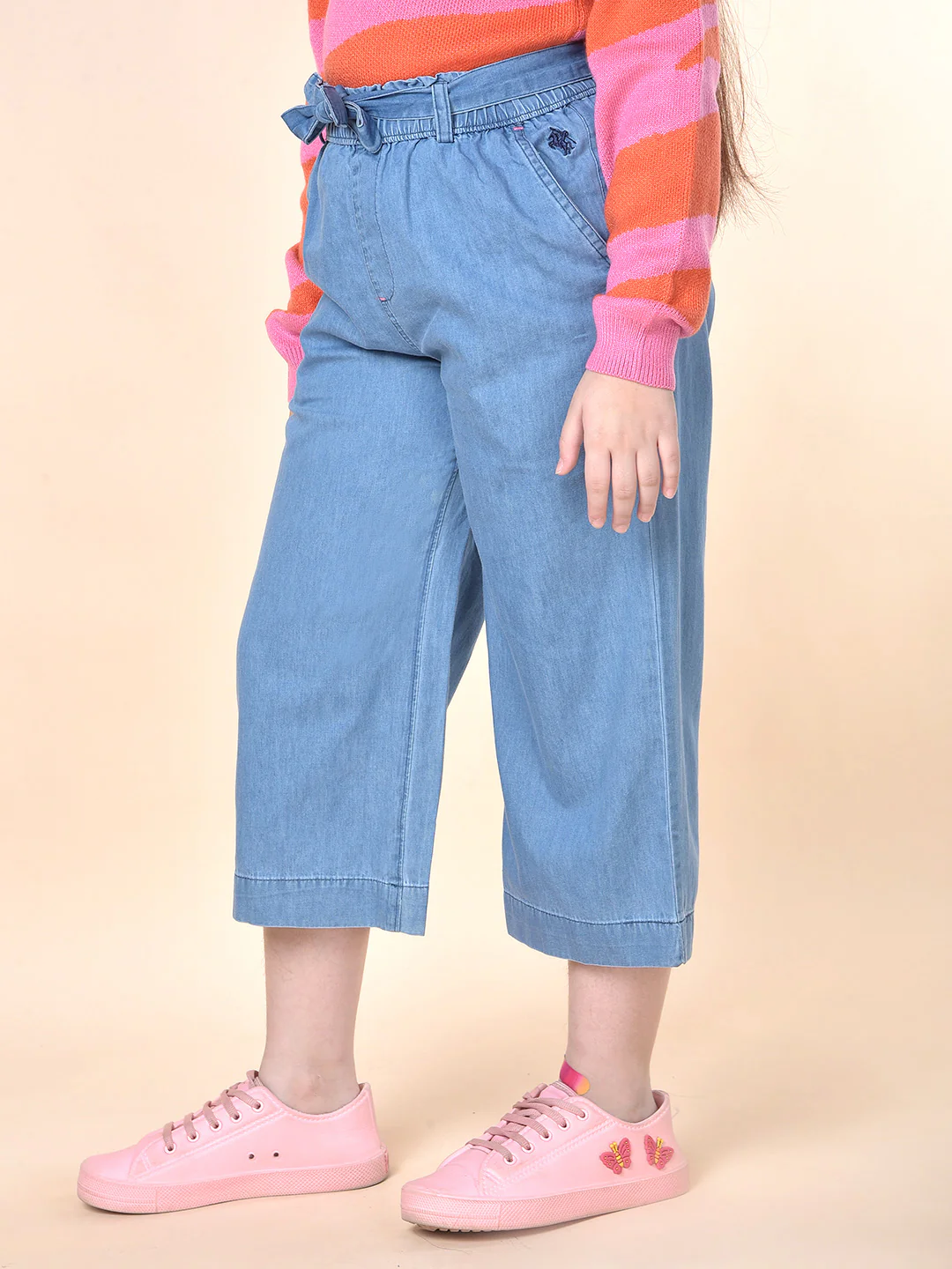 Casual Culottes for Girls | Breathable & Soft with Color Fastness Regular Fit Cotton Fabric Full Elasticated Closure Solid Pattern - Image 5