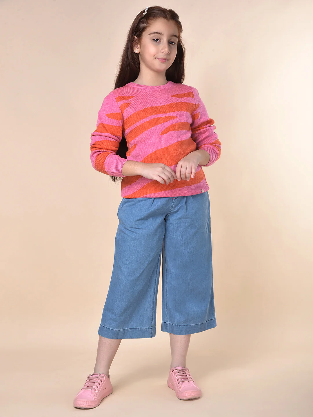 Casual Culottes for Girls | Breathable & Soft with Color Fastness Regular Fit Cotton Fabric Full Elasticated Closure Solid Pattern - Image 8