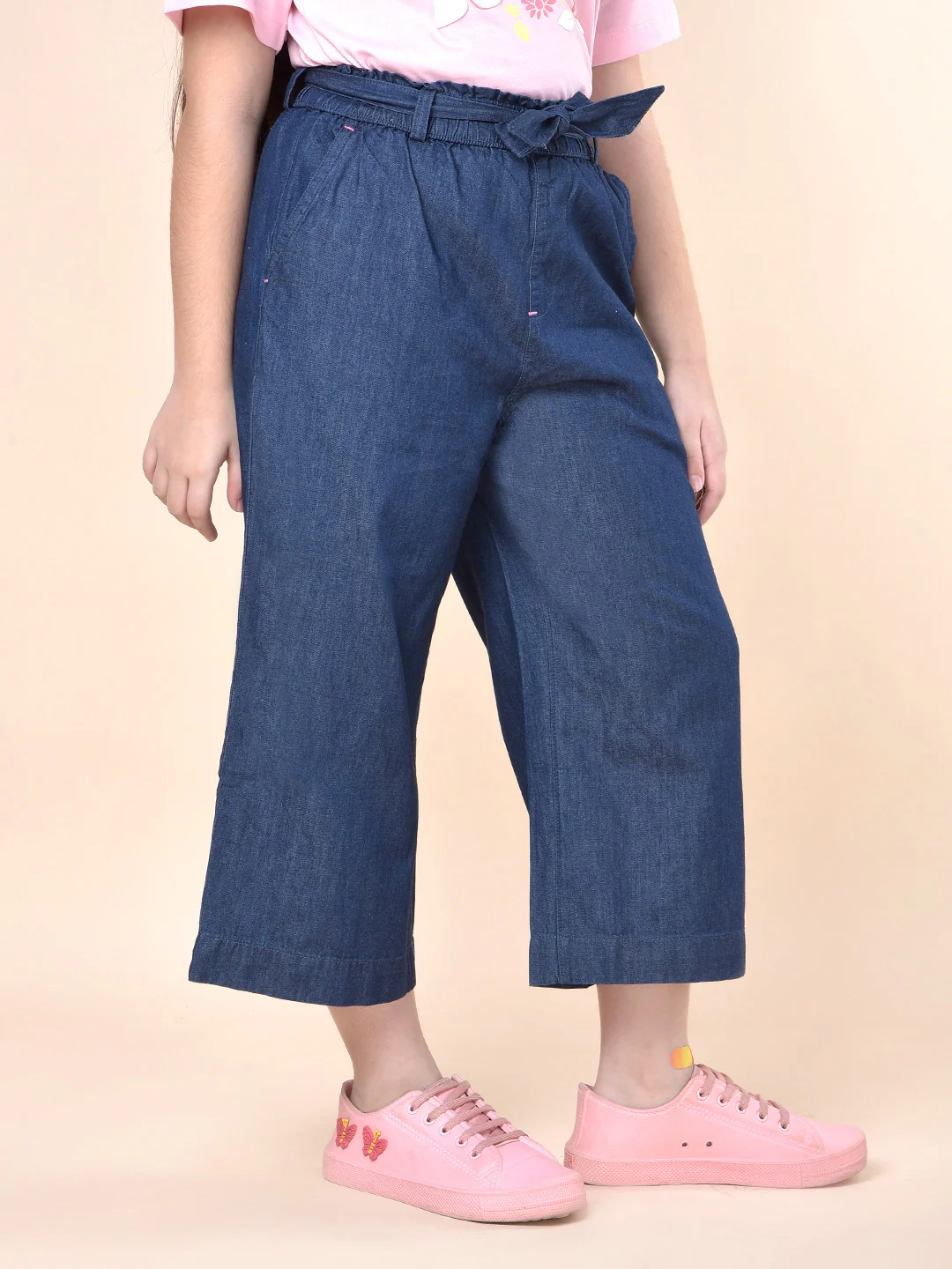 Casual Culottes for Girls | Breathable & Soft with Color Fastness Regular Fit Cotton Fabric Full Elasticated Closure Solid Pattern - Image 5