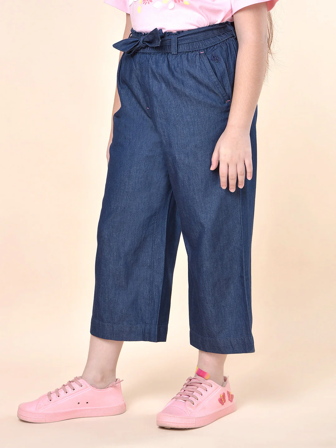 Casual Culottes for Girls | Breathable & Soft with Color Fastness Regular Fit Cotton Fabric Full Elasticated Closure Solid Pattern - Image 6