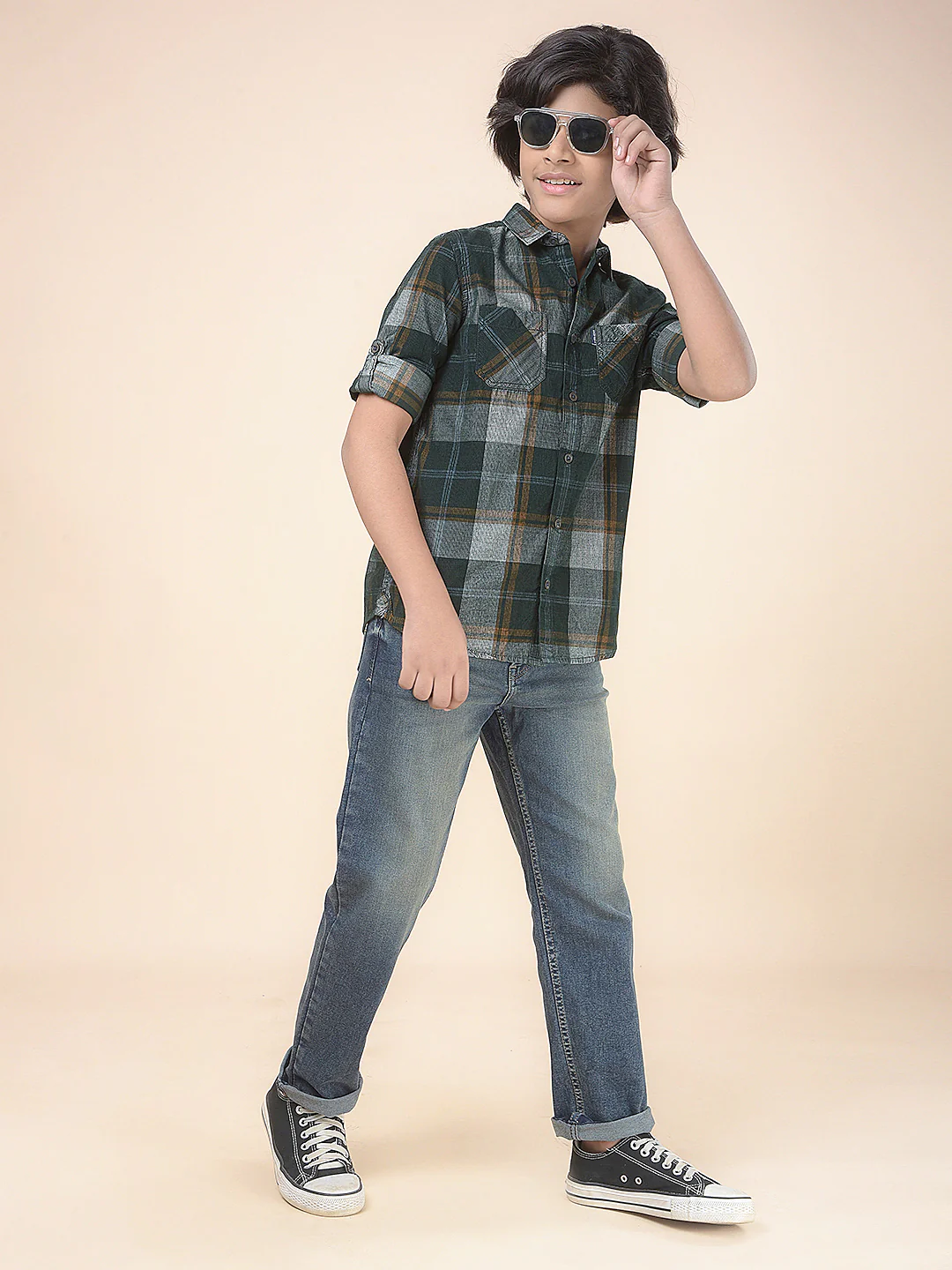 Casual Denim for Boys l Breathable & Soft with Color Fastness Regular Fit Poly Cotton Fabric Button Closure Solid Pattern - Image 3