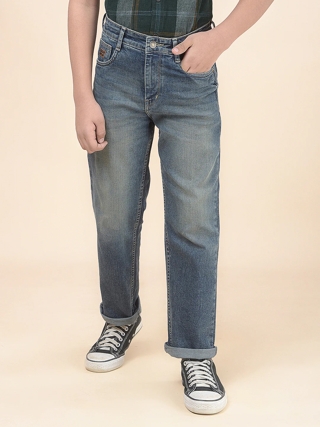 Casual Denim for Boys l Breathable & Soft with Color Fastness Regular Fit Poly Cotton Fabric Button Closure Solid Pattern - Image 4