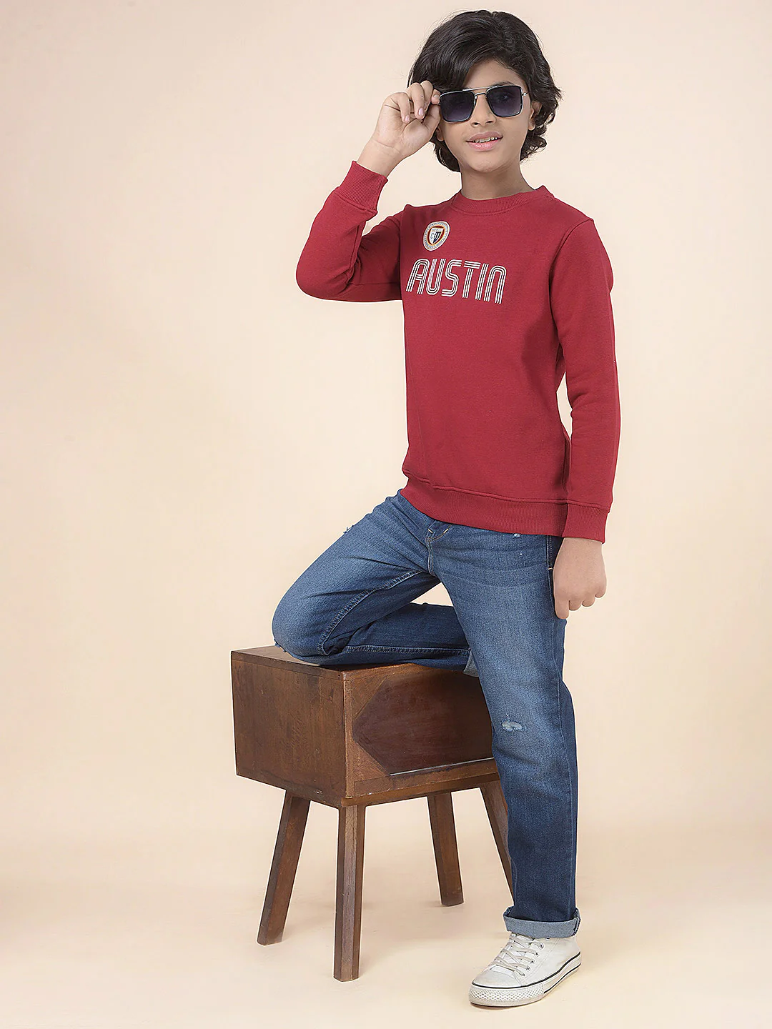 Casual Denim for Boys l Breathable & Soft with Color Fastness Regular Fit Poly Cotton Fabric Button Closure Solid Pattern - Image 3