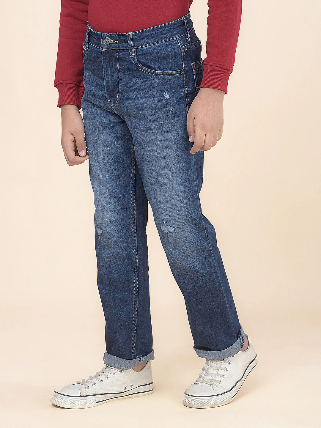 Casual Denim for Boys l Breathable & Soft with Color Fastness Regular Fit Poly Cotton Fabric Button Closure Solid Pattern - Image 5
