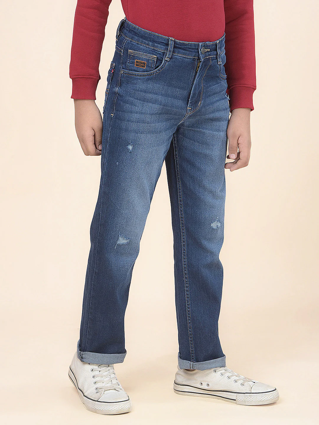 Casual Denim for Boys l Breathable & Soft with Color Fastness Regular Fit Poly Cotton Fabric Button Closure Solid Pattern - Image 6