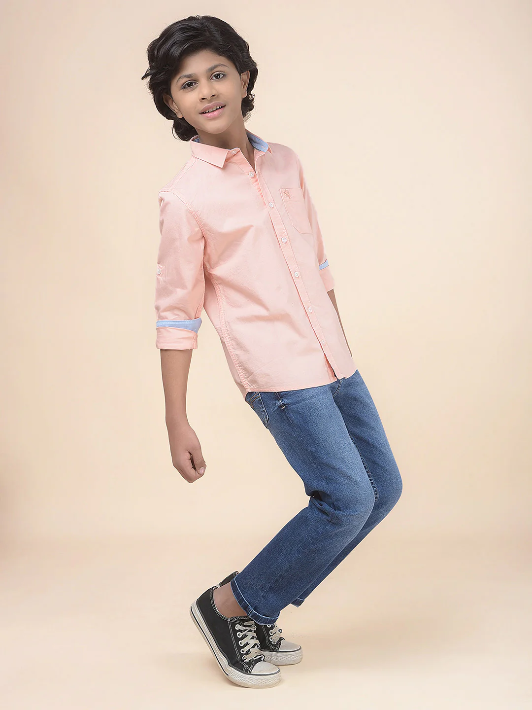 Casual Denim for Boys l Breathable & Soft with Color Fastness Regular Fit Poly Cotton Fabric Button Closure Solid Pattern - Image 2