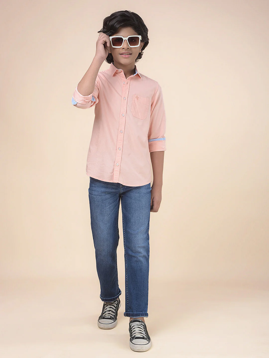 Casual Denim for Boys l Breathable & Soft with Color Fastness Regular Fit Poly Cotton Fabric Button Closure Solid Pattern - Image 3