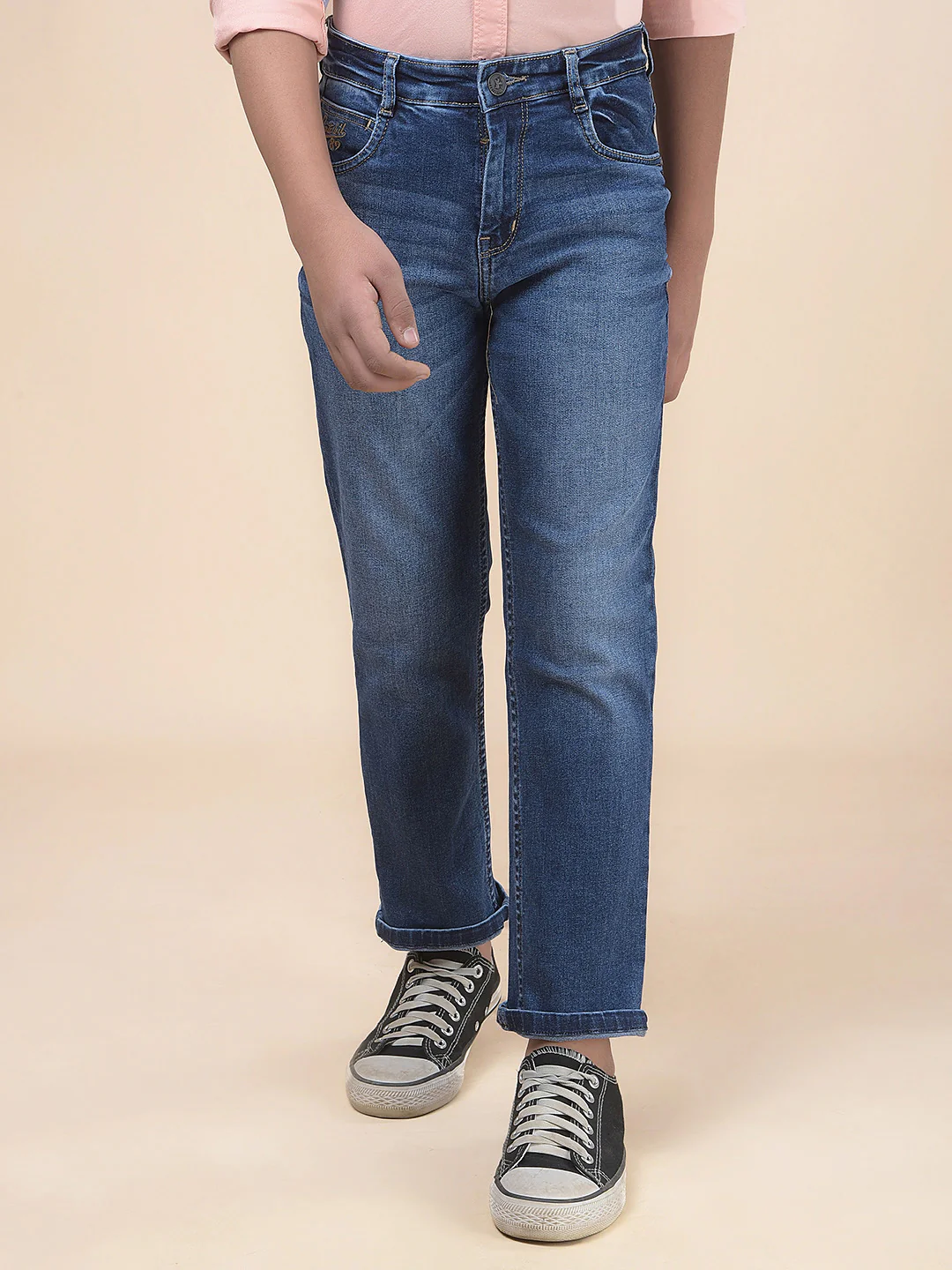 Casual Denim for Boys l Breathable & Soft with Color Fastness Regular Fit Poly Cotton Fabric Button Closure Solid Pattern - Image 4