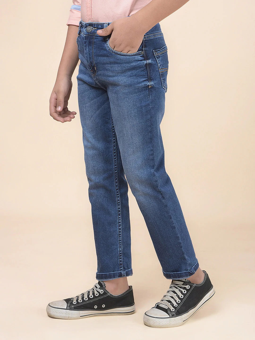 Casual Denim for Boys l Breathable & Soft with Color Fastness Regular Fit Poly Cotton Fabric Button Closure Solid Pattern - Image 5