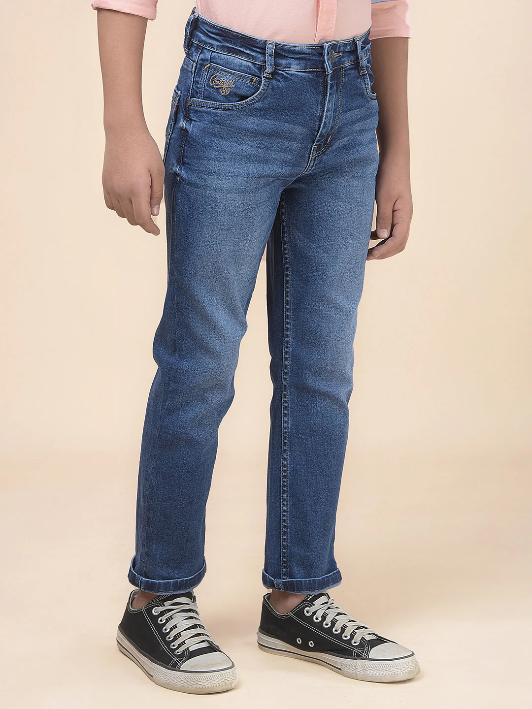 Casual Denim for Boys l Breathable & Soft with Color Fastness Regular Fit Poly Cotton Fabric Button Closure Solid Pattern - Image 6
