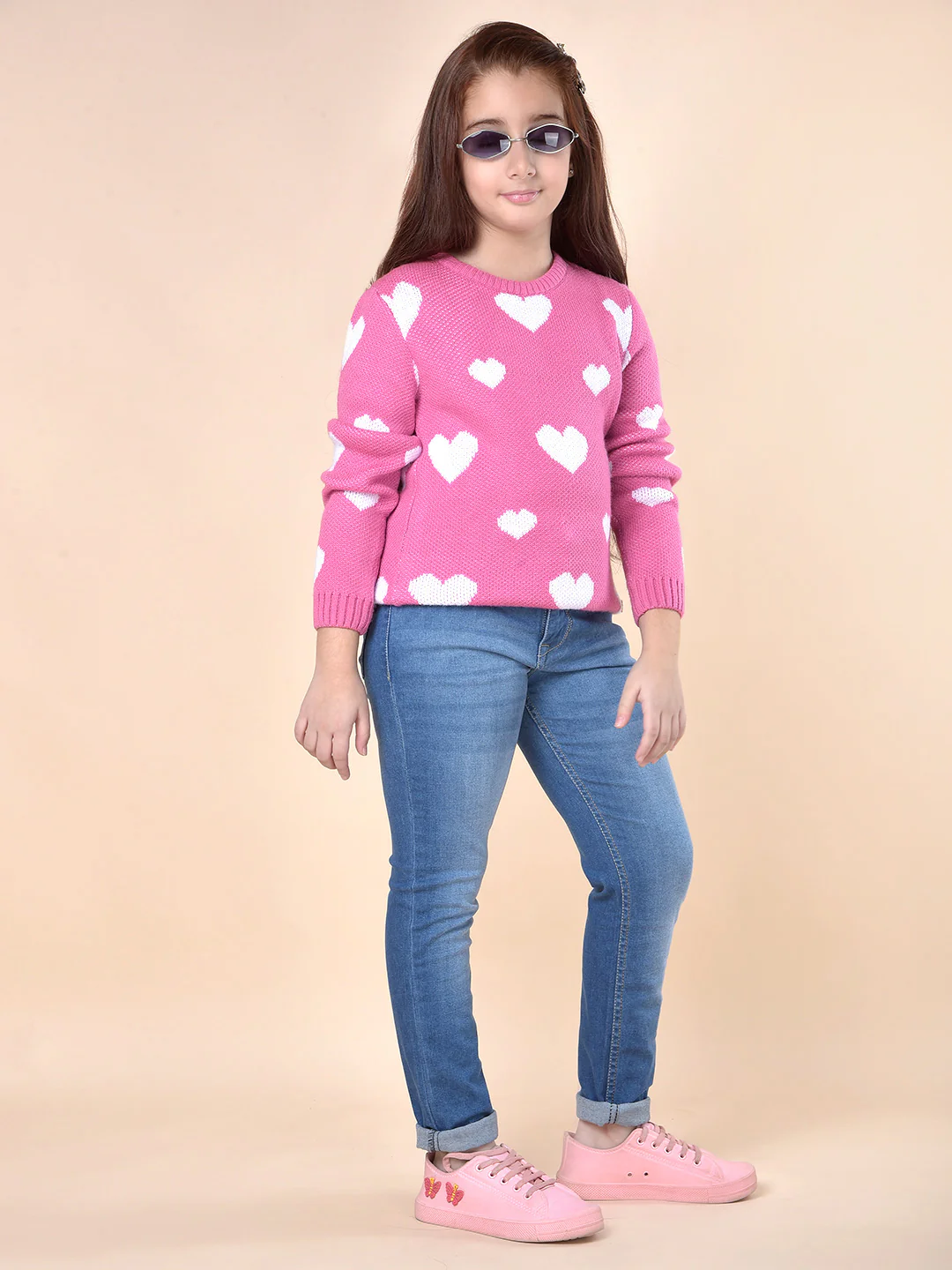 Casual Denim for Girls l Breathable & Soft with Color Fastness Regular Fit Cotton Blend Fabric Button Closure Solid Pattern - Image 2