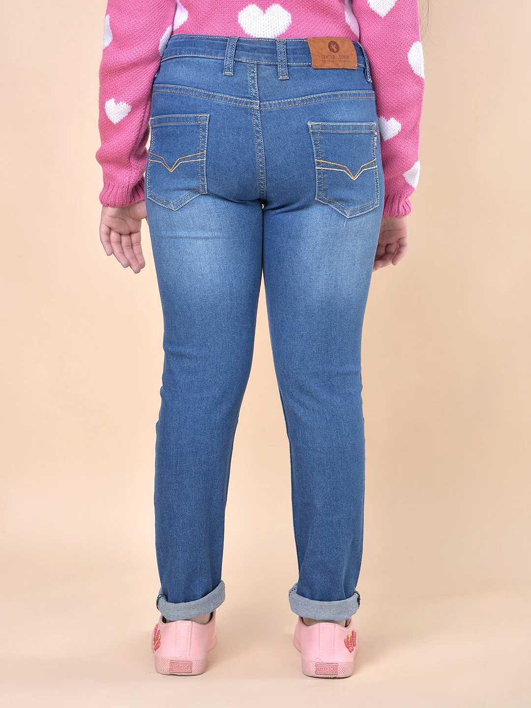 Casual Denim for Girls l Breathable & Soft with Color Fastness Regular Fit Cotton Blend Fabric Button Closure Solid Pattern - Image 8