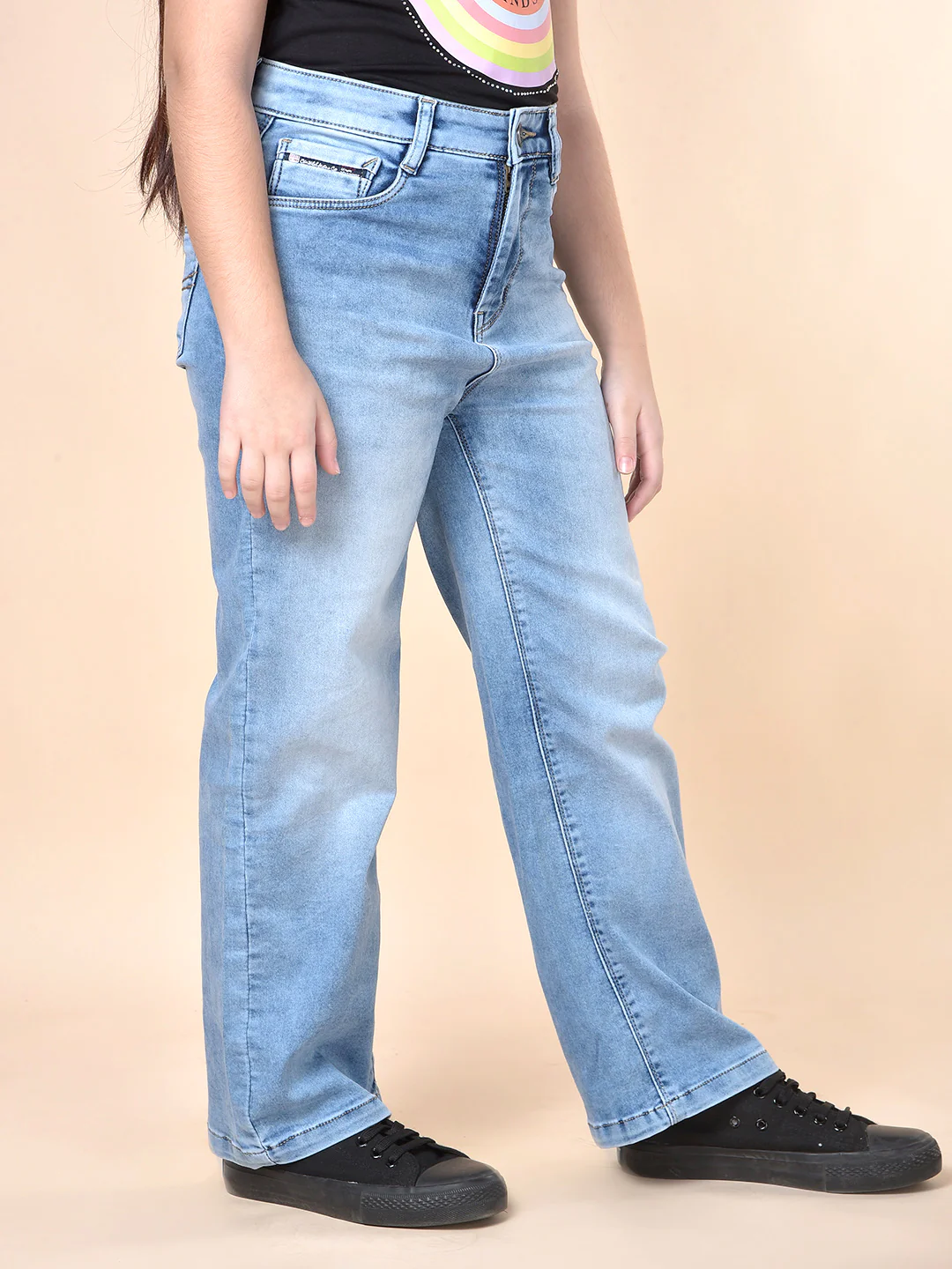 Casual Denim for Girls | Breathable & Soft with Color Fastness Regular Fit Cotton Blend Fabric Button Closure Solid Pattern - Image 4