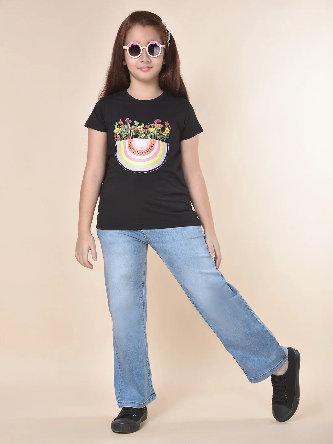 Casual Denim for Girls | Breathable & Soft with Color Fastness Regular Fit Cotton Blend Fabric Button Closure Solid Pattern - Image 8