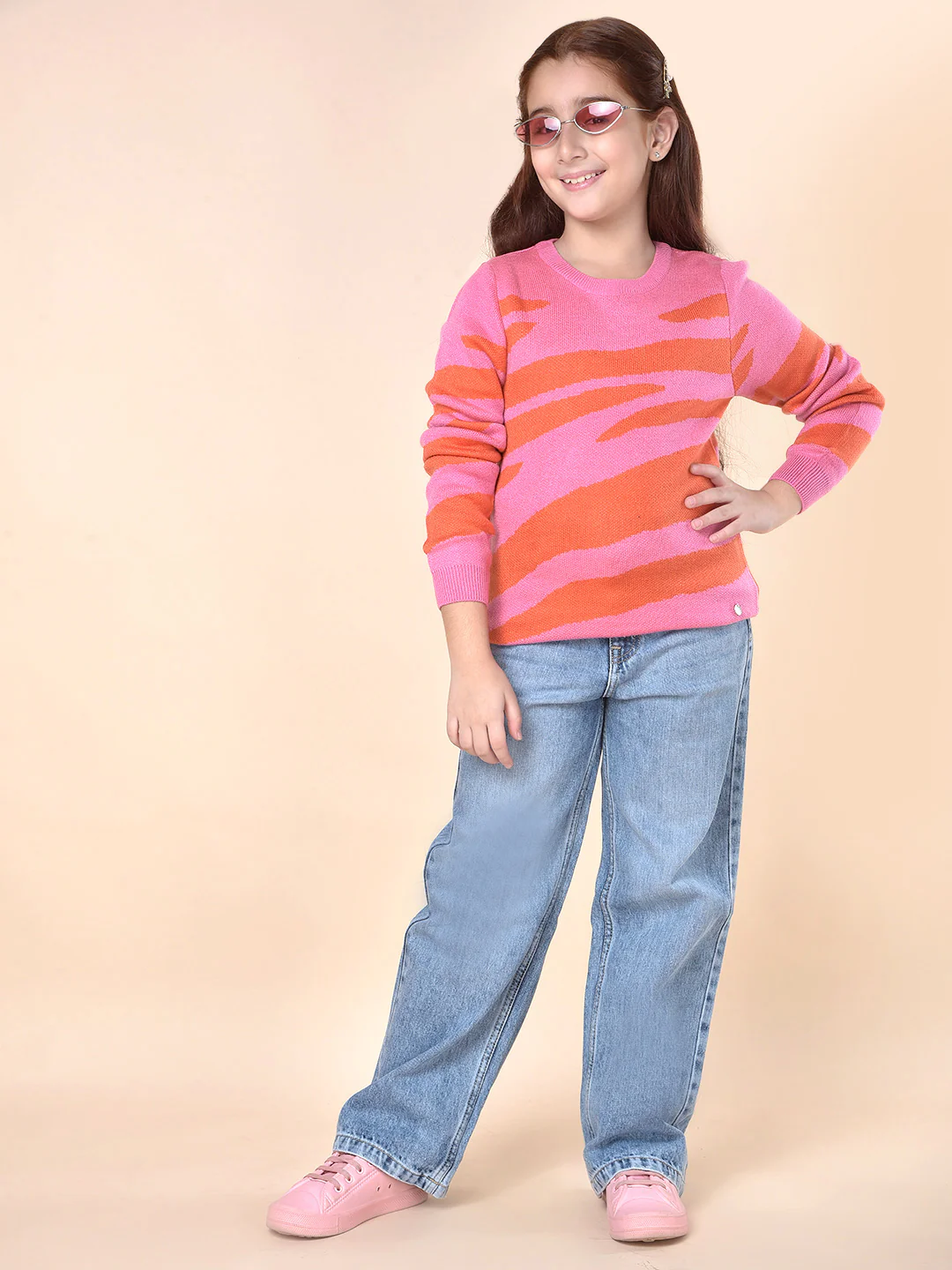 Casual Denim for Girls | Breathable & Soft with Color Fastness Regular Fit Cotton Blend Fabric Button Closure Solid Pattern - Image 2