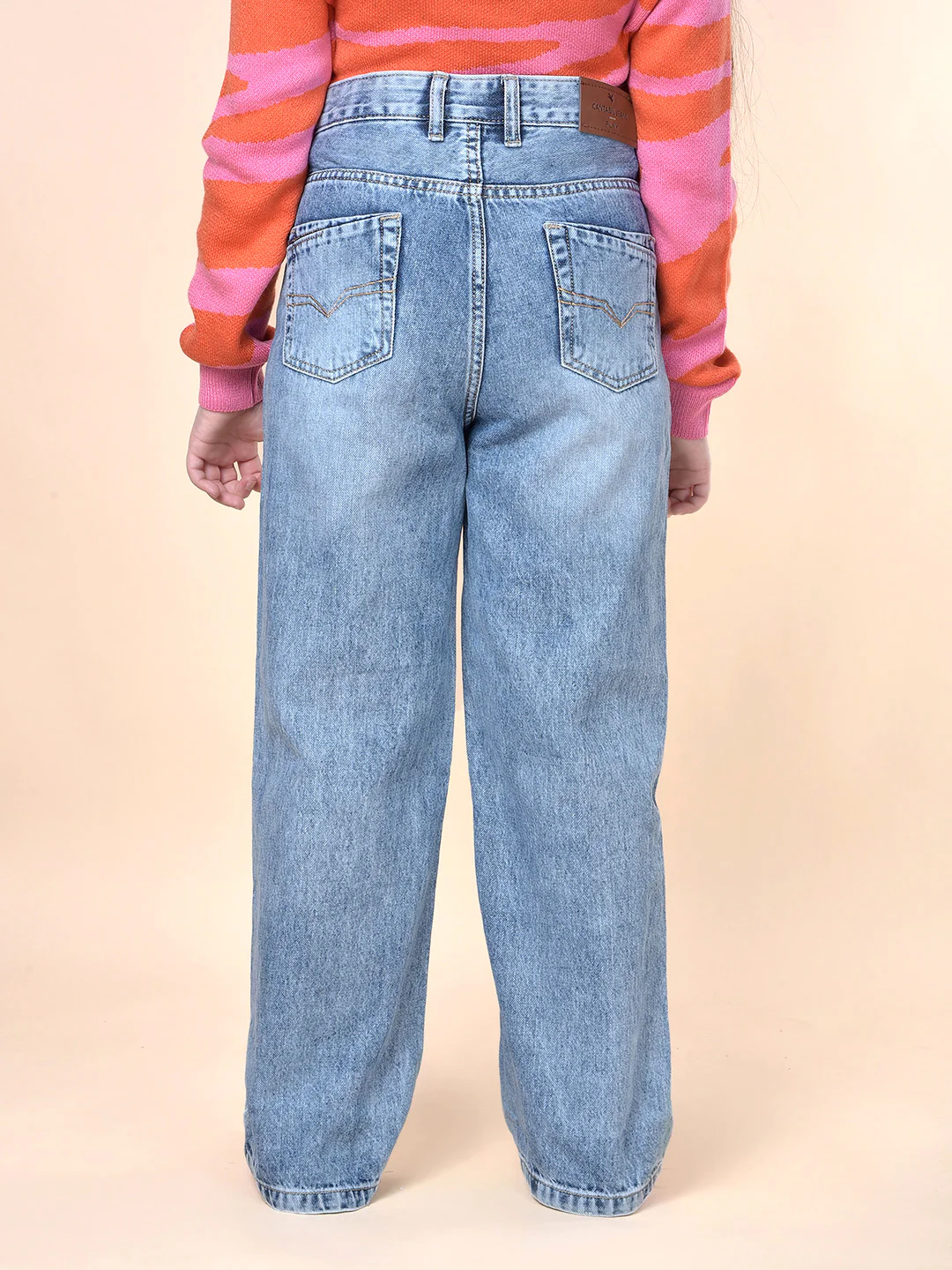 Casual Denim for Girls | Breathable & Soft with Color Fastness Regular Fit Cotton Blend Fabric Button Closure Solid Pattern - Image 3