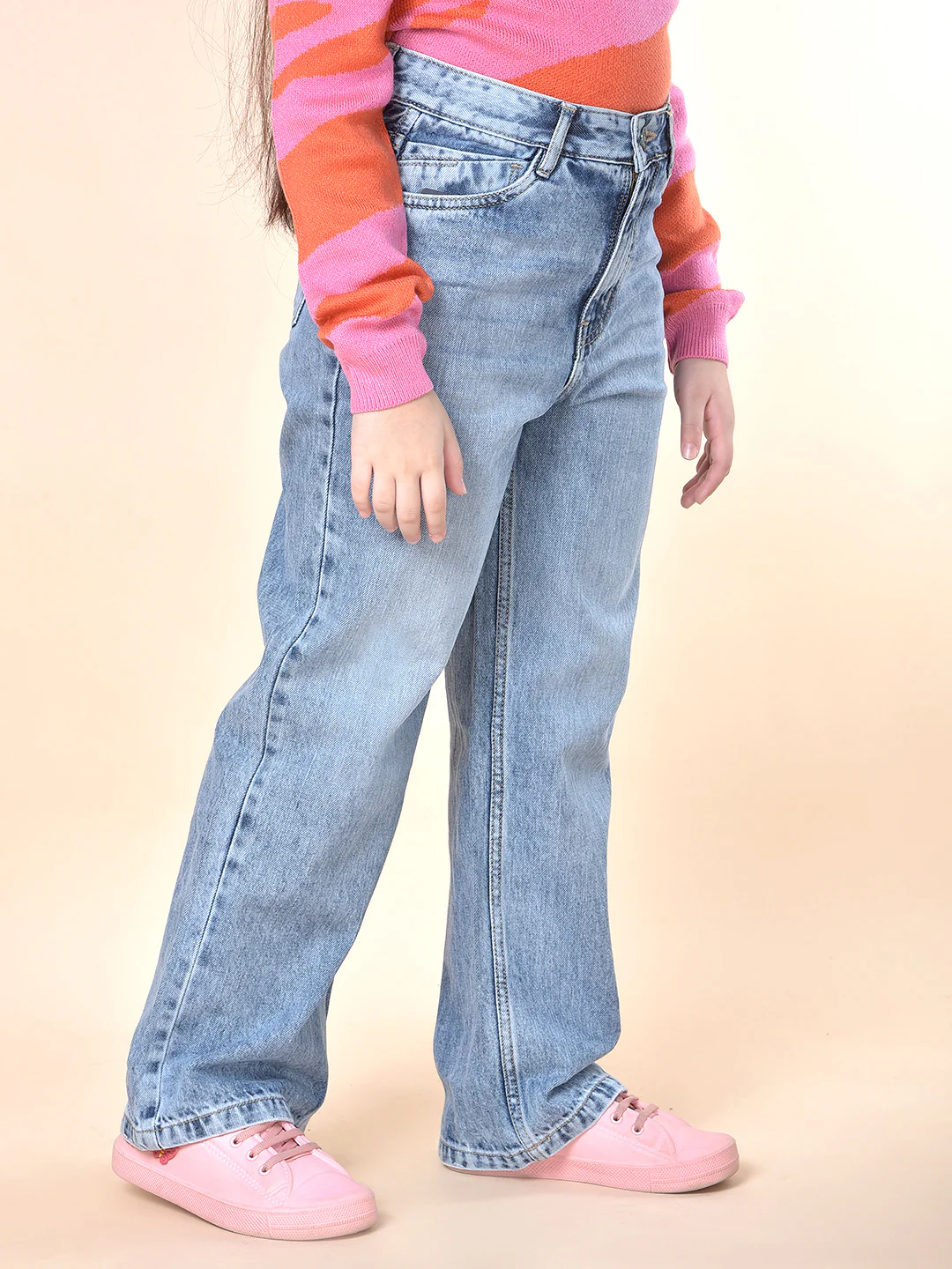 Casual Denim for Girls | Breathable & Soft with Color Fastness Regular Fit Cotton Blend Fabric Button Closure Solid Pattern - Image 6