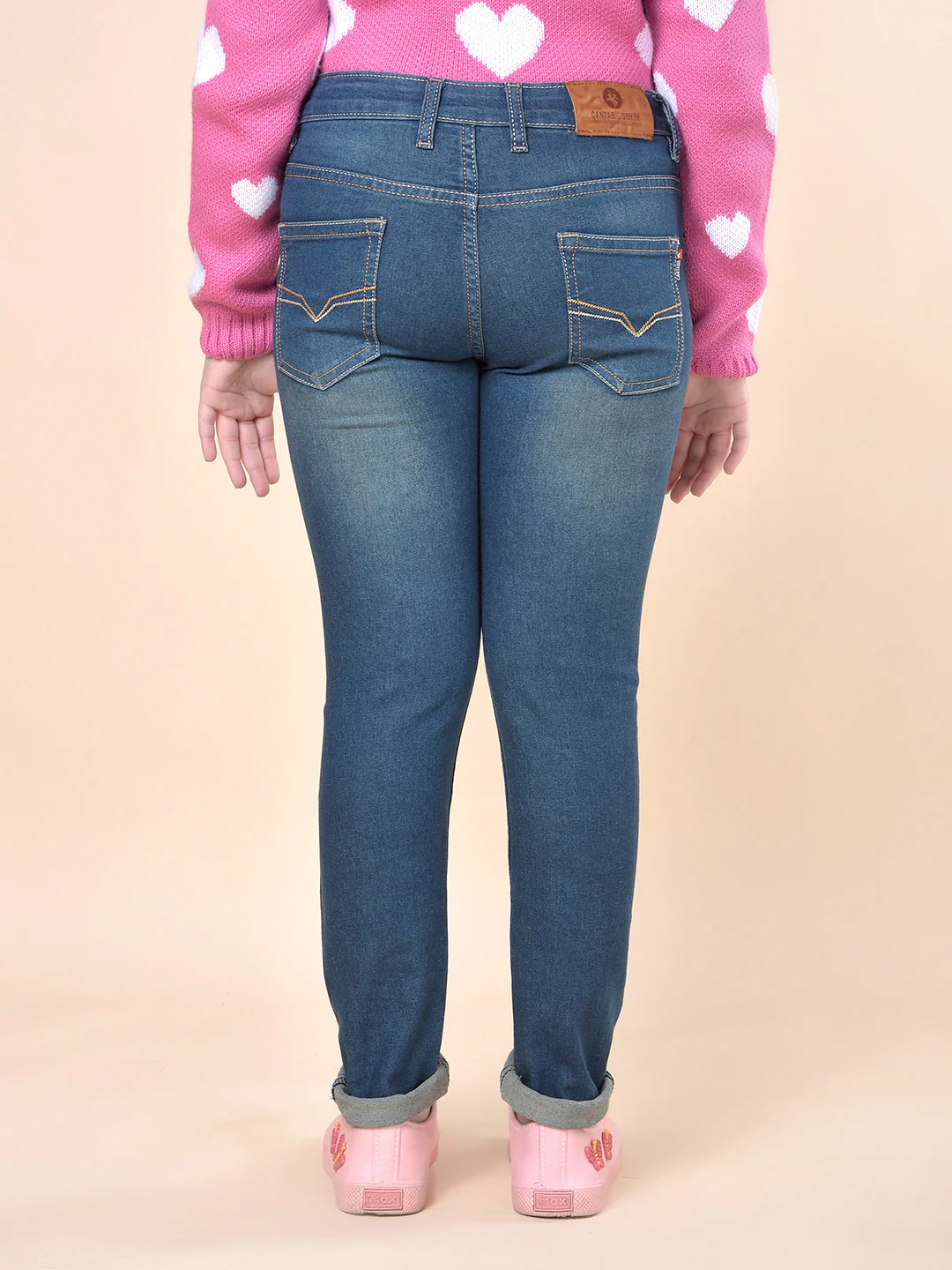 Casual Denim for Girls | Breathable & Soft with Color Fastness Regular Fit Cotton Blend Fabric Button Closure Solid Pattern - Image 6