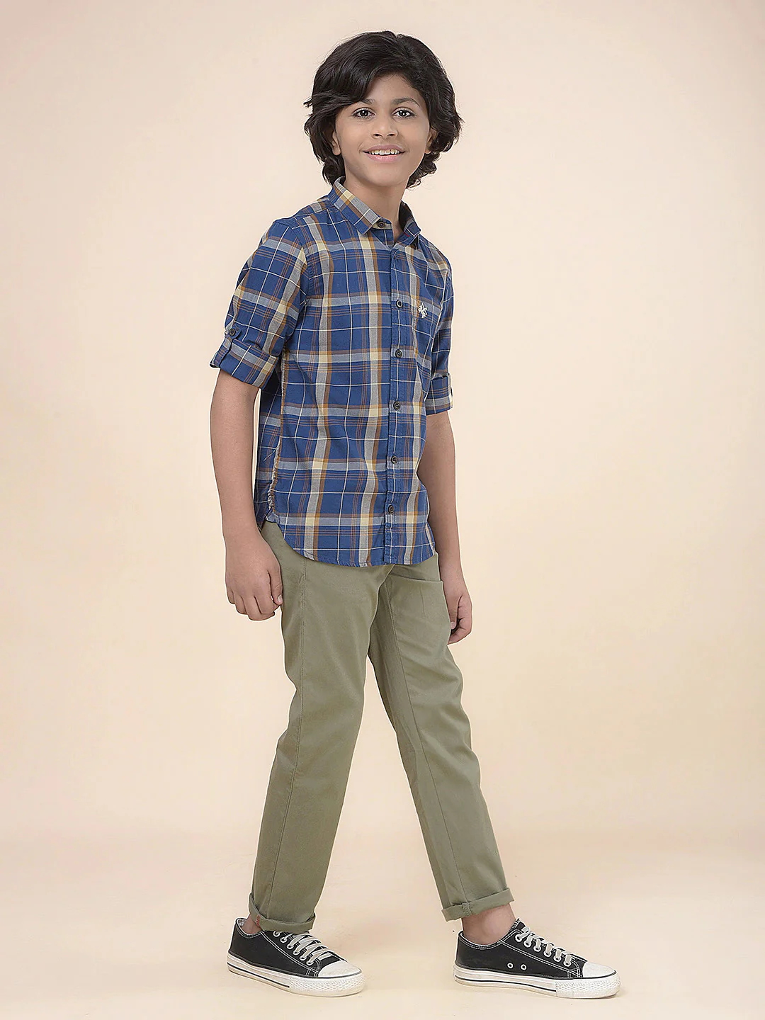 Casual Shirt for Boys l Breathable & Soft with Color Fastness Regular Fit Spread Collar Cotton Fabric Checkered Pattern - Image 2