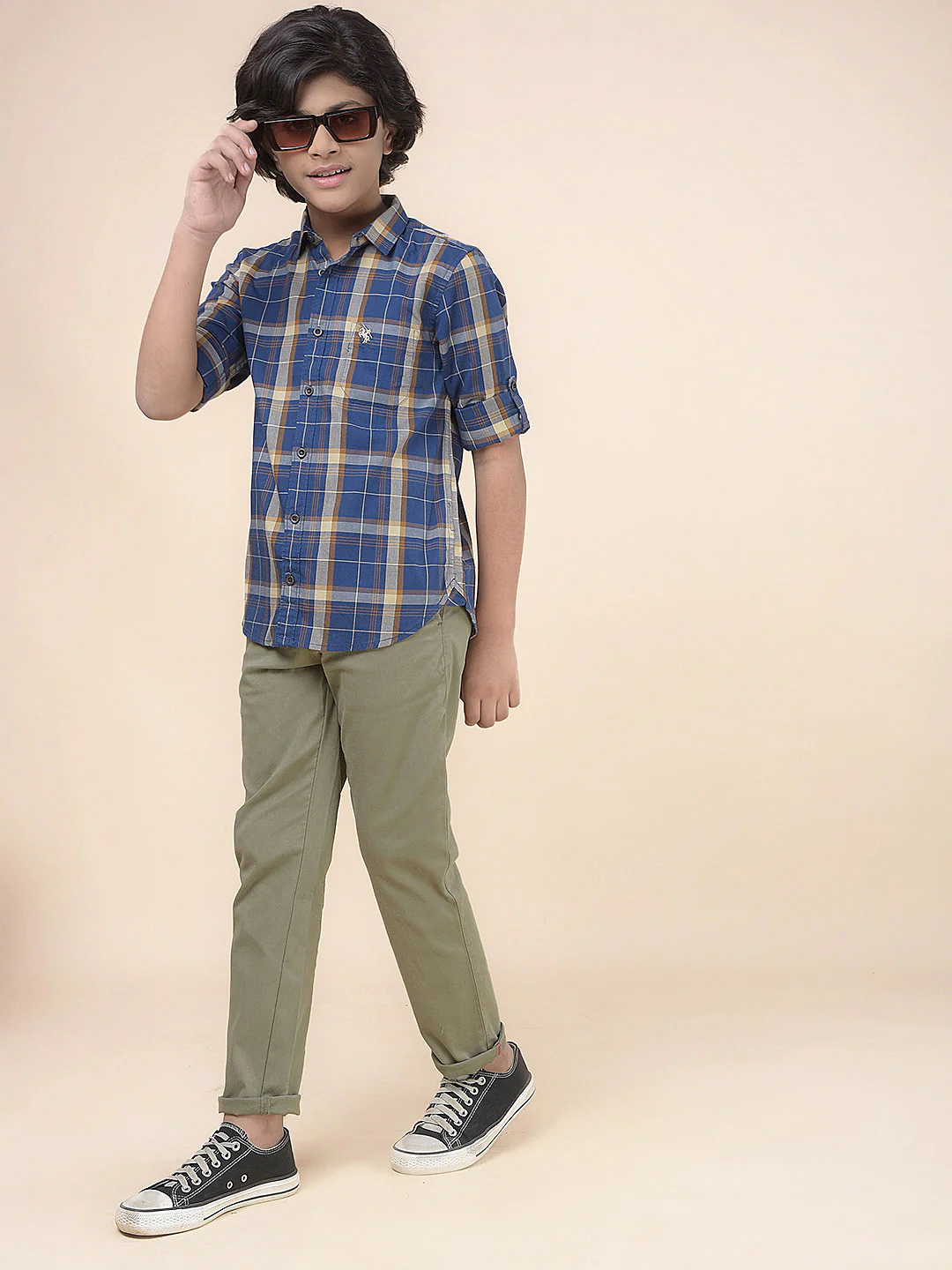 Casual Shirt for Boys l Breathable & Soft with Color Fastness Regular Fit Spread Collar Cotton Fabric Checkered Pattern - Image 3
