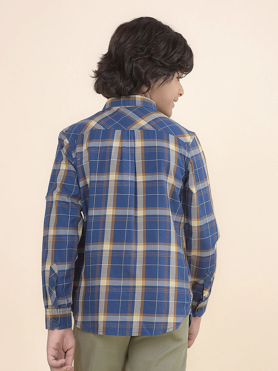 Casual Shirt for Boys l Breathable & Soft with Color Fastness Regular Fit Spread Collar Cotton Fabric Checkered Pattern - Image 4