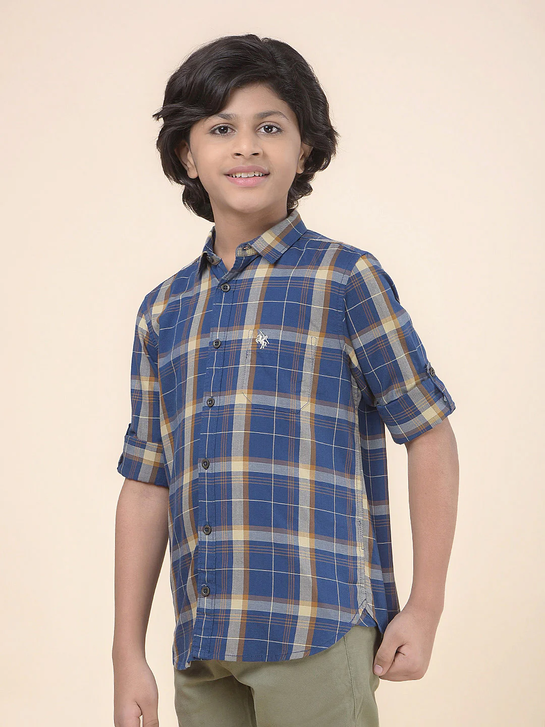 Casual Shirt for Boys l Breathable & Soft with Color Fastness Regular Fit Spread Collar Cotton Fabric Checkered Pattern - Image 6