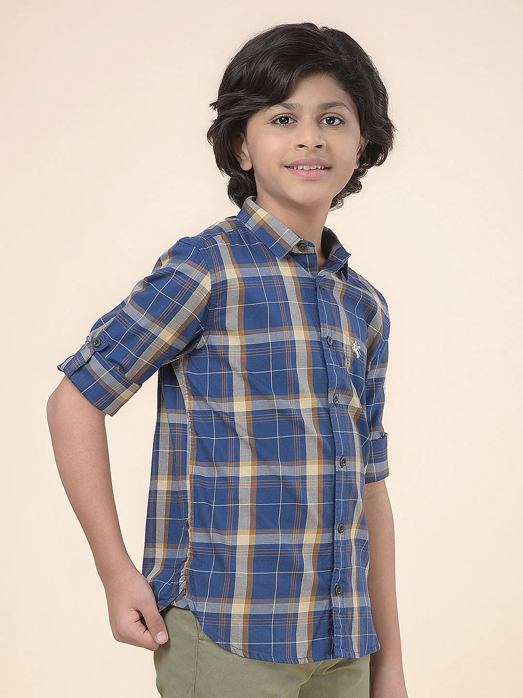 Casual Shirt for Boys l Breathable & Soft with Color Fastness Regular Fit Spread Collar Cotton Fabric Checkered Pattern - Image 7