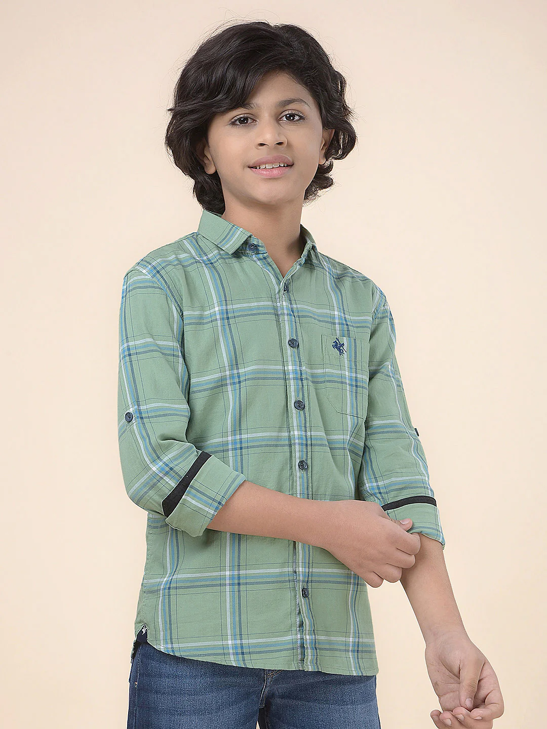 Casual Shirt for Boys l Breathable & Soft with Color Fastness Regular Fit Spread Collar Cotton Fabric Checkered Pattern - Image 7