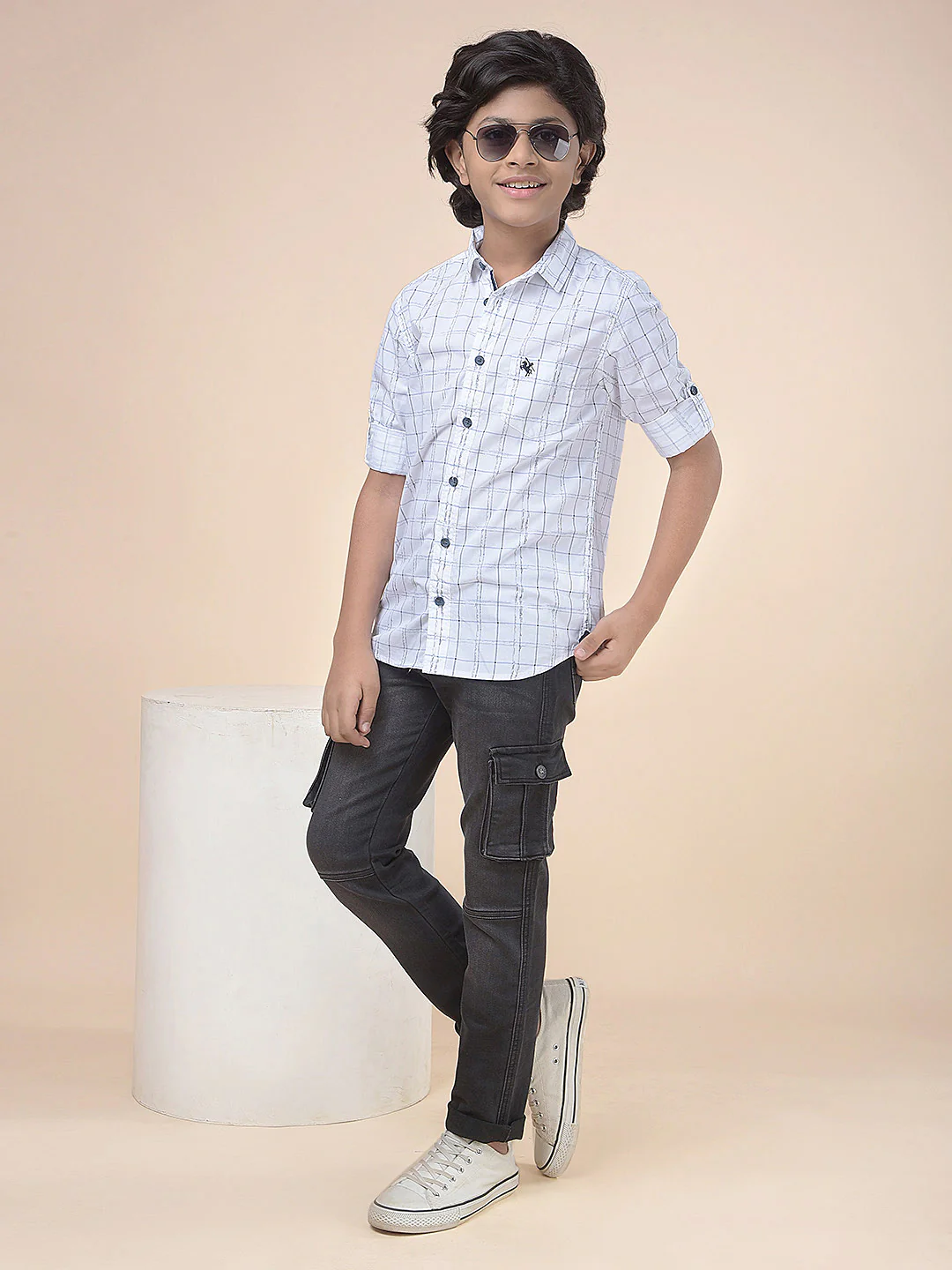 Casual Shirt for Boys l Breathable & Soft with Color Fastness Regular Fit Spread Collar Cotton Fabric Checkered Pattern - Image 2