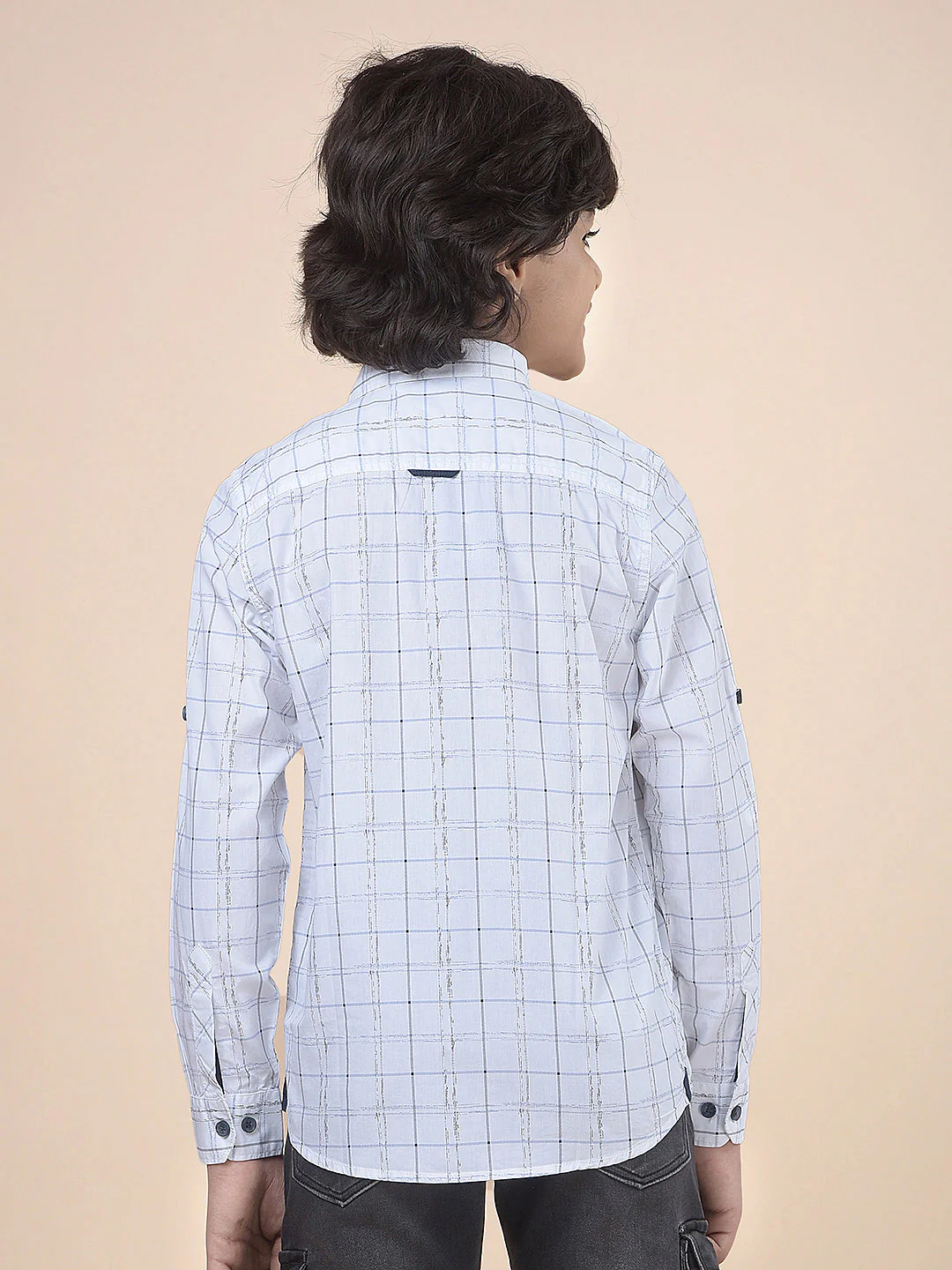 Casual Shirt for Boys l Breathable & Soft with Color Fastness Regular Fit Spread Collar Cotton Fabric Checkered Pattern - Image 3