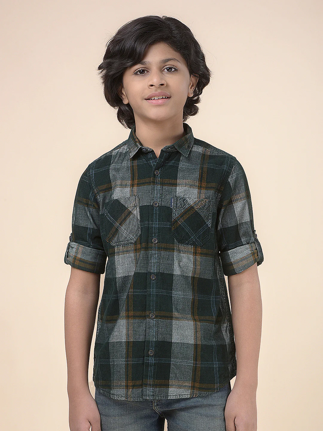 Casual Shirt for Boys l Breathable & Soft with Color Fastness Regular Fit Spread Collar Cotton Fabric Checkered Pattern - Image 5