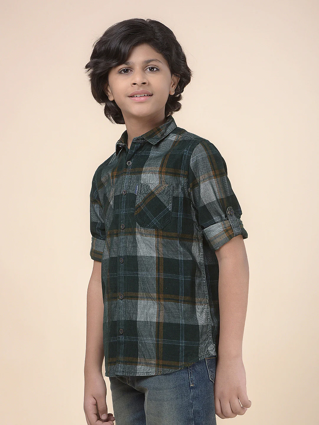 Casual Shirt for Boys l Breathable & Soft with Color Fastness Regular Fit Spread Collar Cotton Fabric Checkered Pattern - Image 6