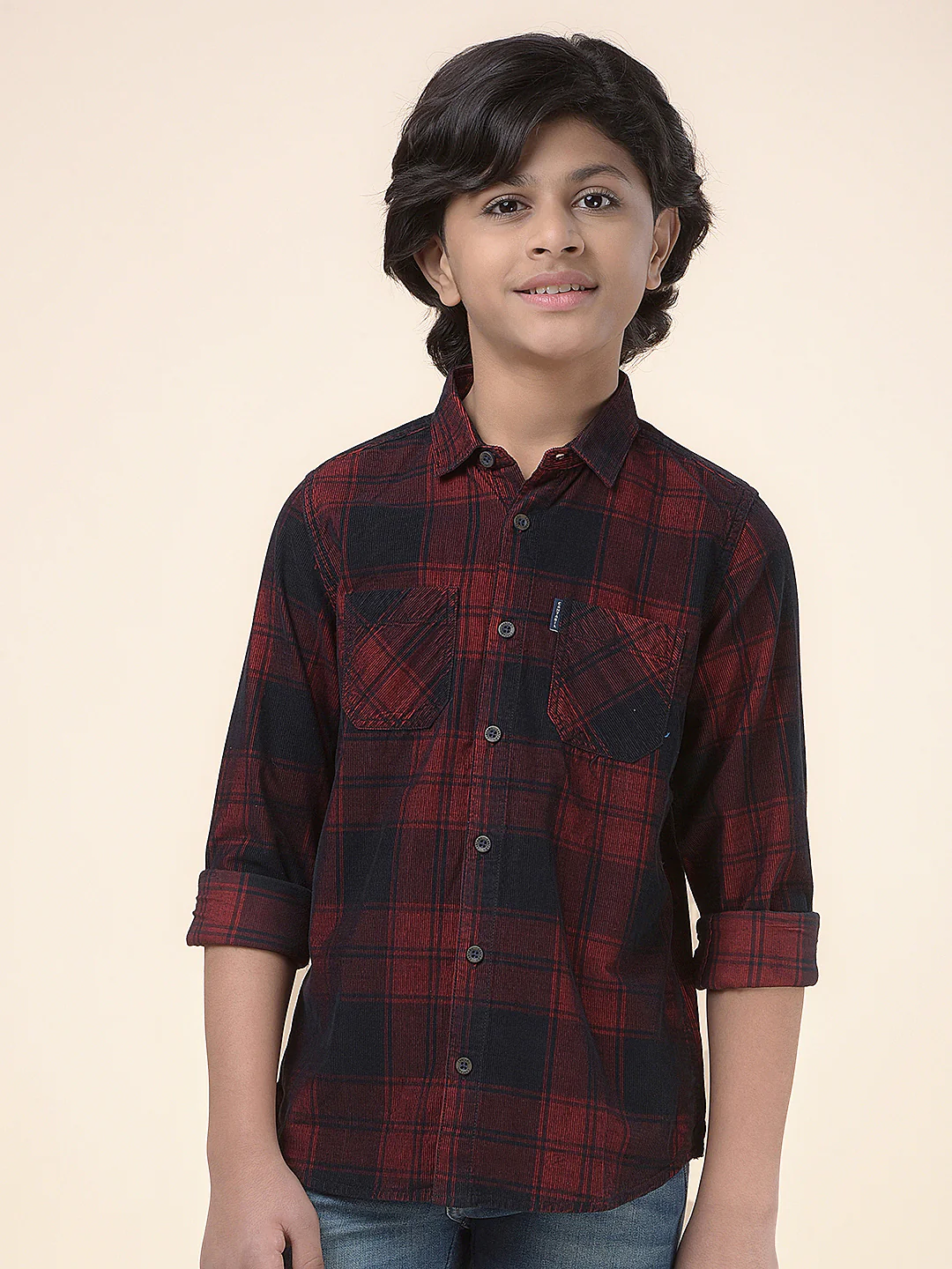 Casual Shirt for Boys l Breathable & Soft with Color Fastness Regular Fit Spread Collar Cotton Fabric Checkered Pattern - Image 5