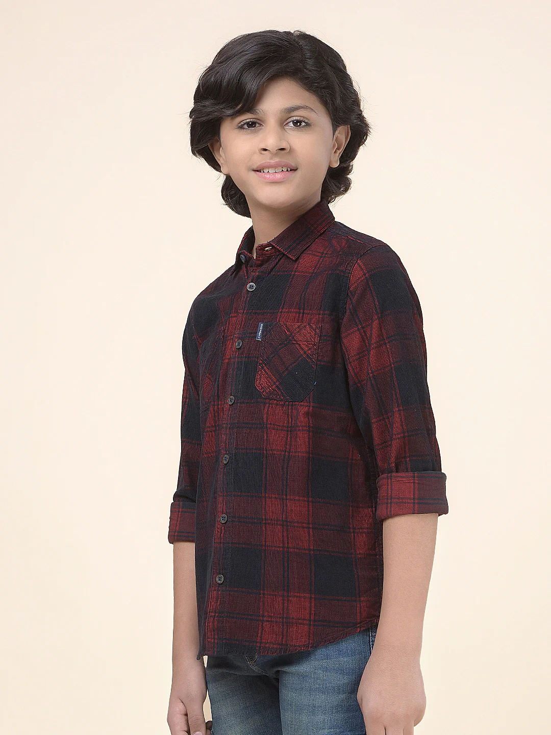 Casual Shirt for Boys l Breathable & Soft with Color Fastness Regular Fit Spread Collar Cotton Fabric Checkered Pattern - Image 6