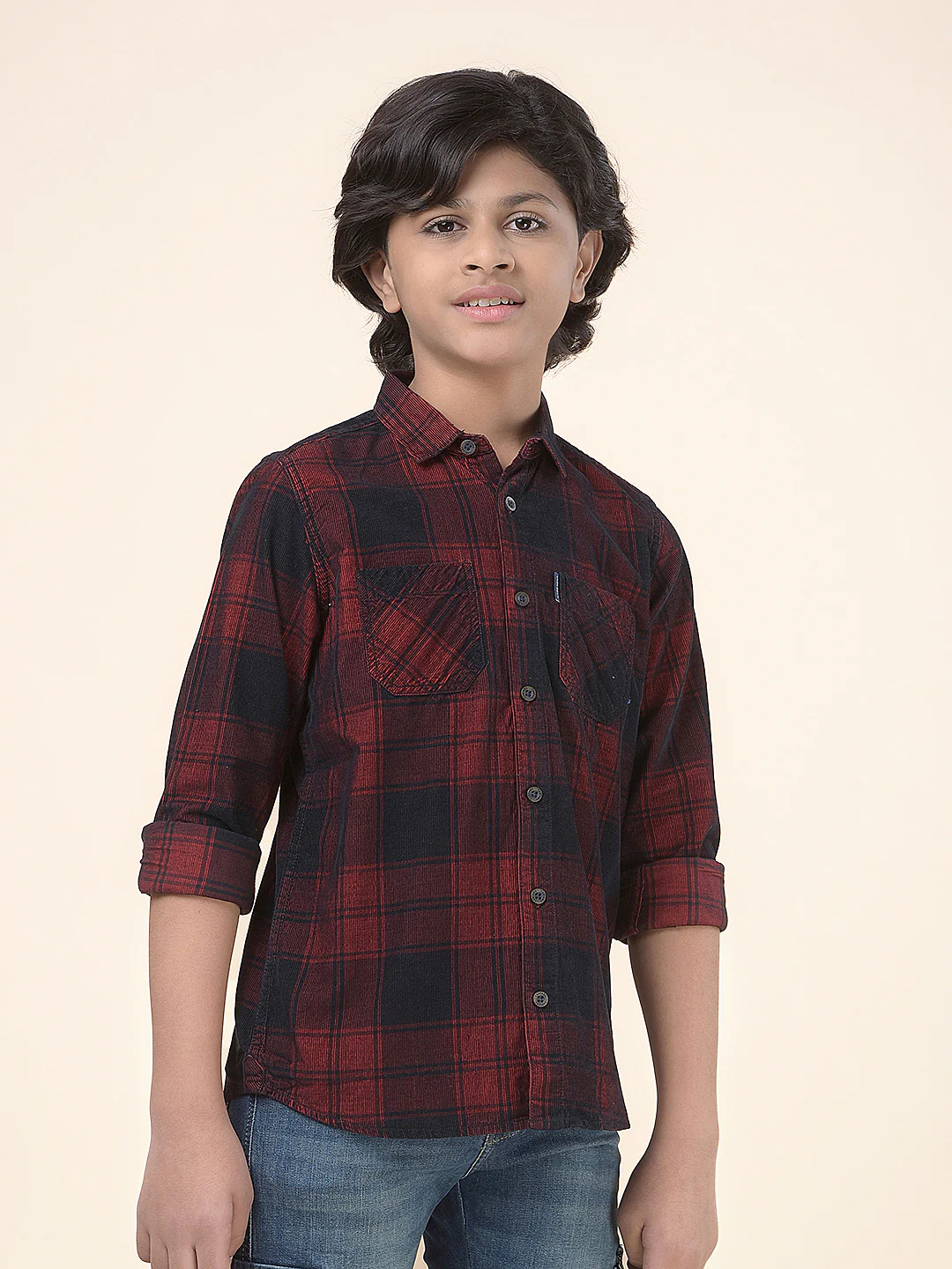 Casual Shirt for Boys l Breathable & Soft with Color Fastness Regular Fit Spread Collar Cotton Fabric Checkered Pattern - Image 7