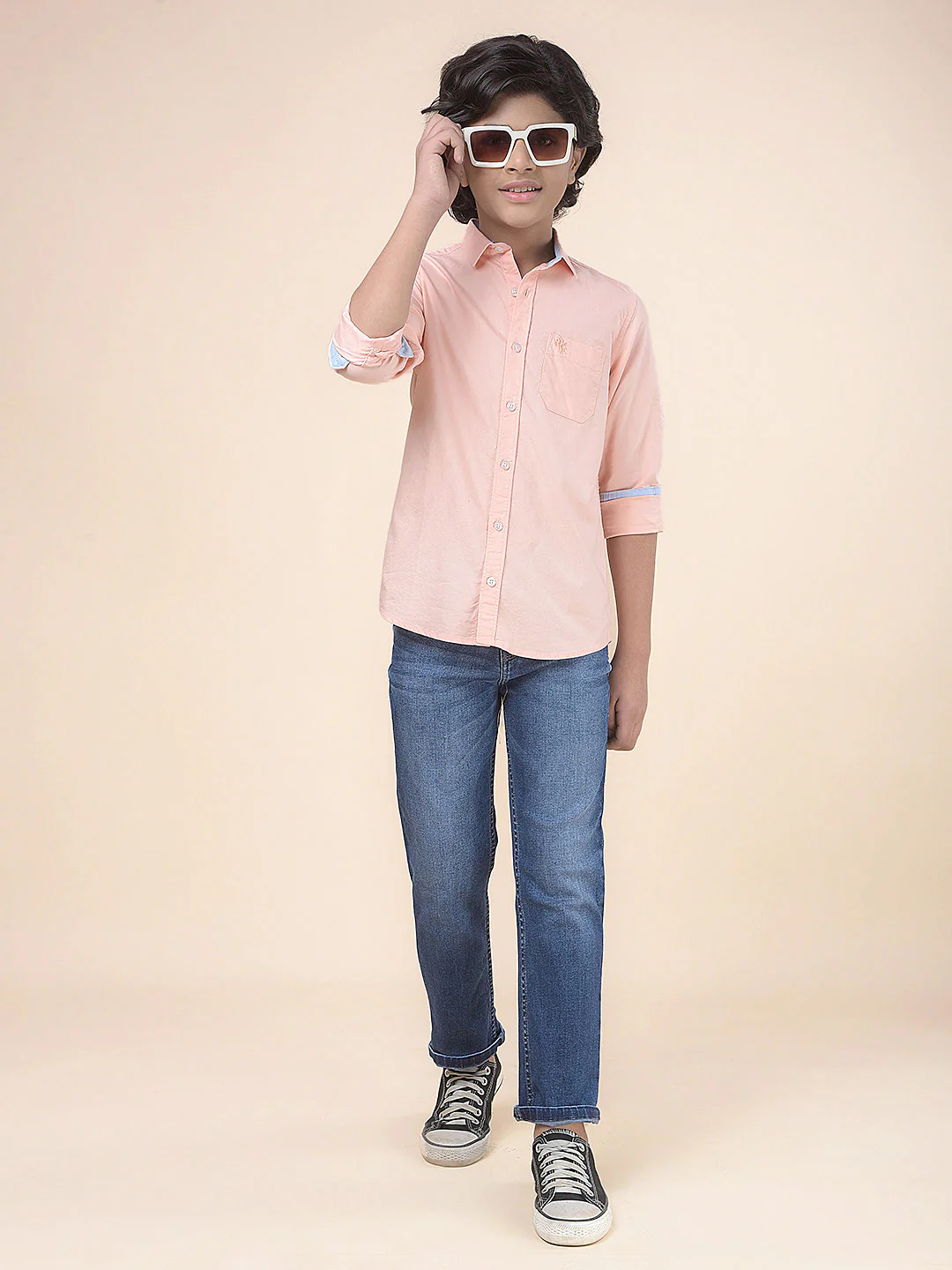 Casual Shirt for Boys l Breathable & Soft with Color Fastness Regular Fit Spread Collar Cotton Fabric Self Design Pattern - Image 3