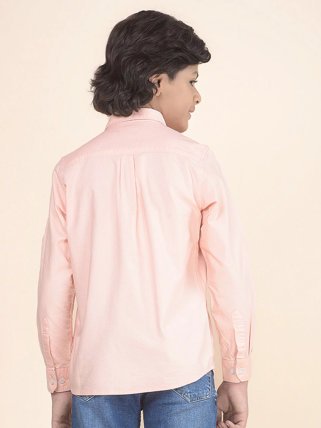 Casual Shirt for Boys l Breathable & Soft with Color Fastness Regular Fit Spread Collar Cotton Fabric Self Design Pattern - Image 4